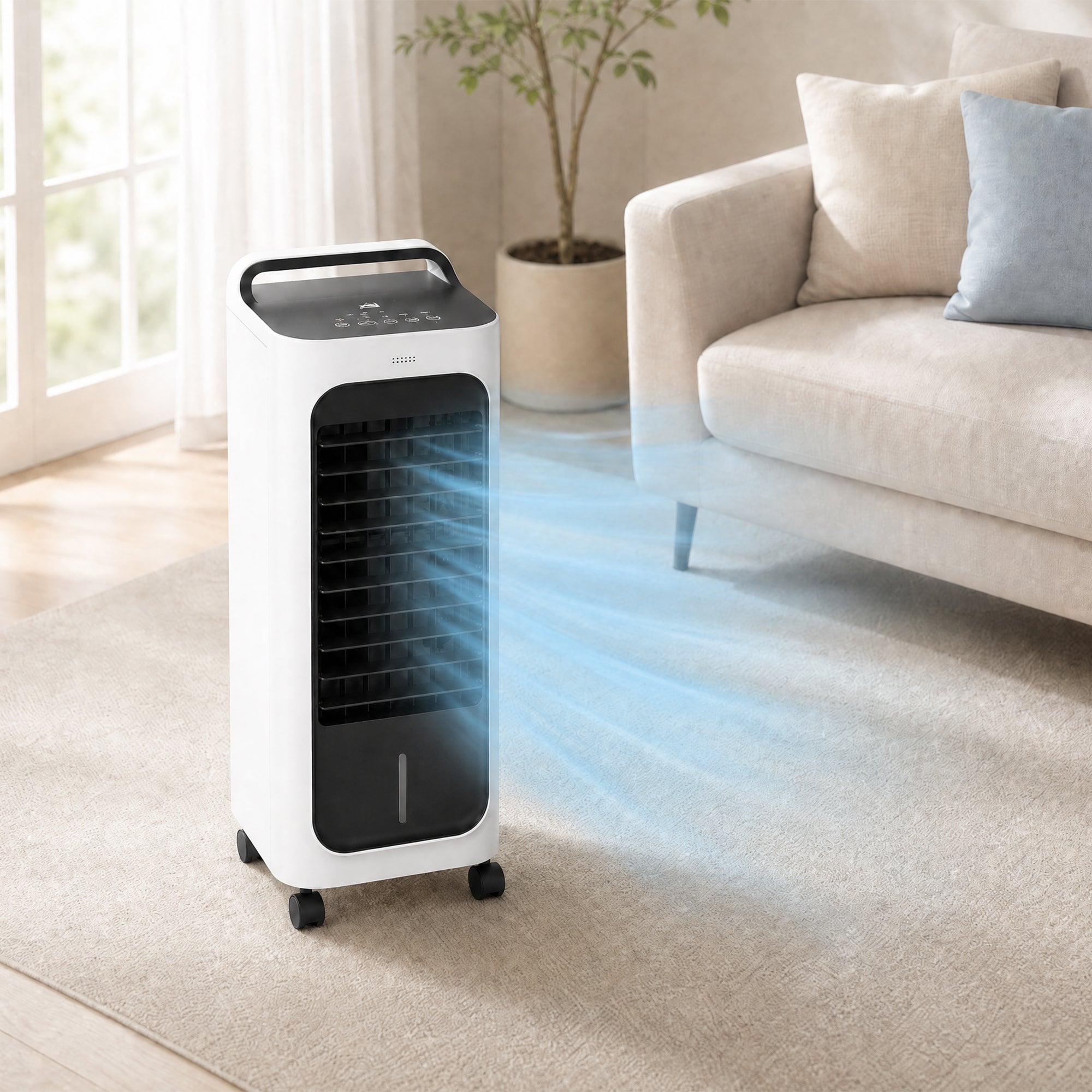 Room Air Cooler with Ice Packs, Ice Cooling Fan Water Humidifier Unit with Remote, Timer, Oscillating