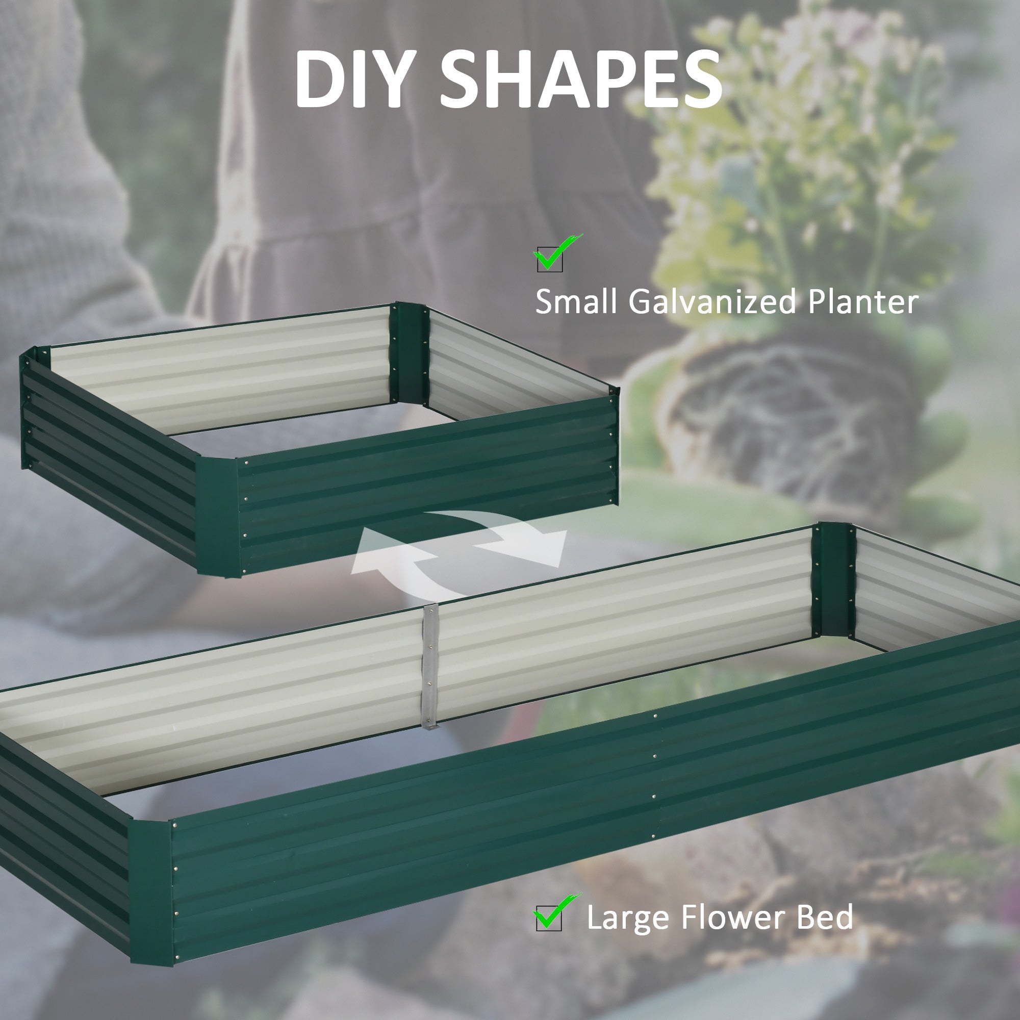 95" x 36" x 12" Galvanized Raised Garden Bed, Easy DIY and Cleaning for Growing Flowers, Herbs, Succulents, Green - Green - Image 5