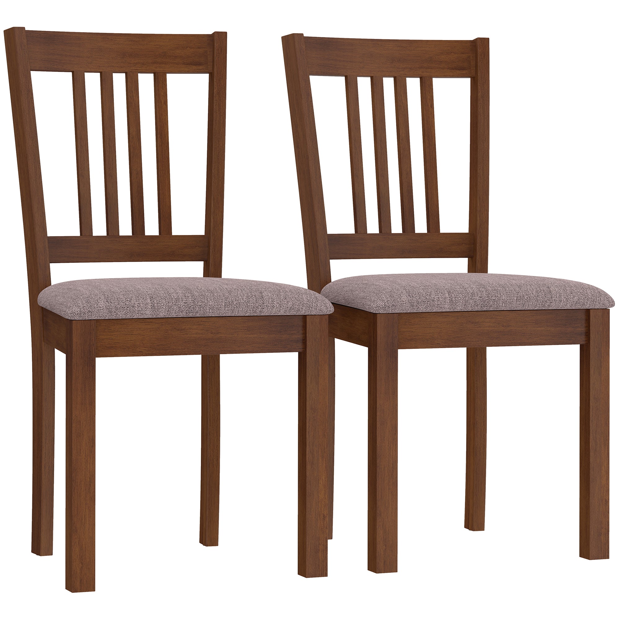 Dining Chairs Set of 2 Linen Upholstered Kitchen Chairs with Rubberwood Legs for Dining Room Living Room Walnut Taupe