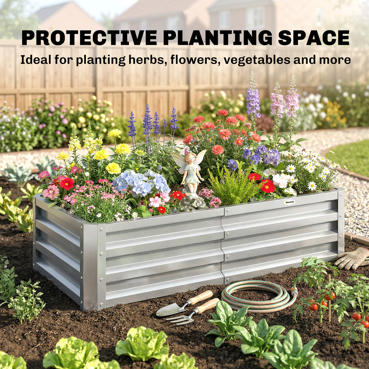 Galvanized Raised Garden Bed, 4' x 2' x 1' Metal Planter Box, for Growing Vegetables, Flowers, Herbs, Succulents, Green