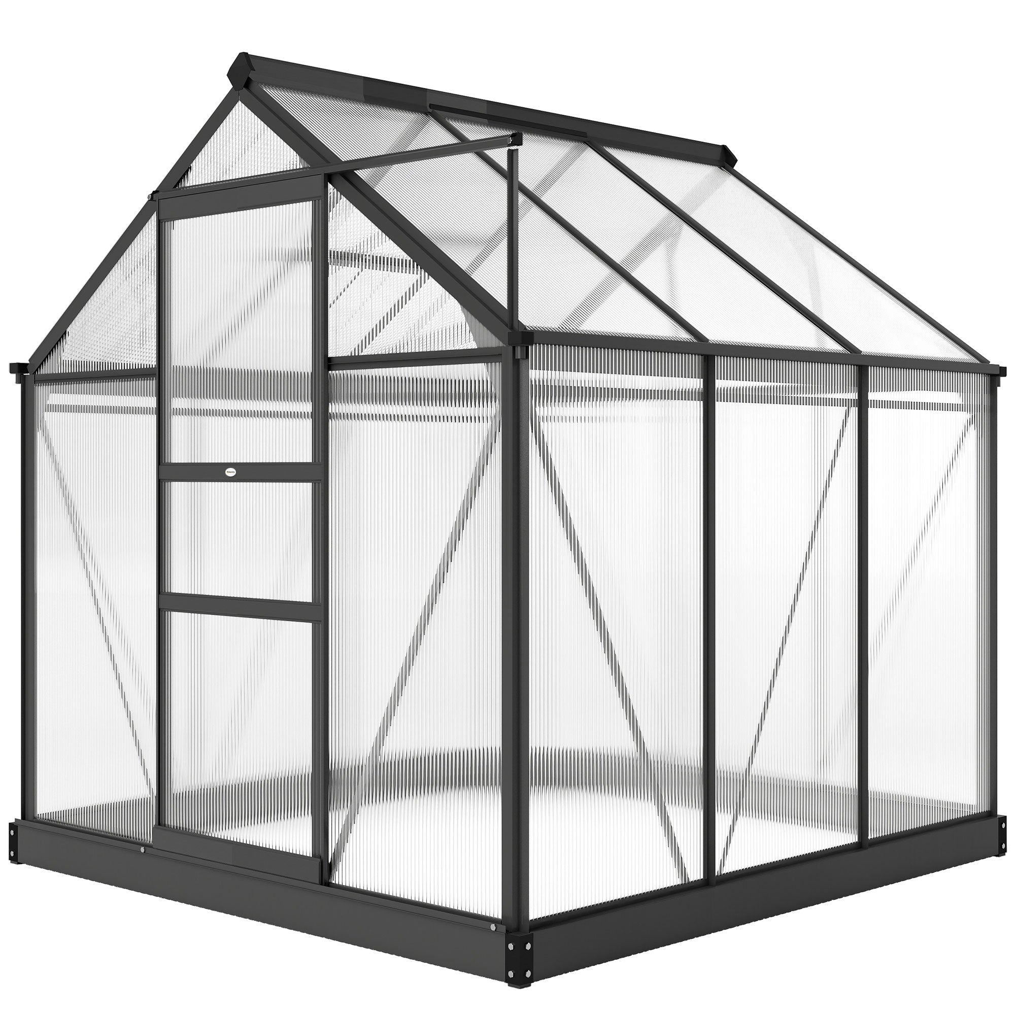 Polycarbonate Greenhouse, Heavy Duty Outdoor Aluminum Walk-in Green House Kit Vent Door, 6.2'x6.2'x6.6' Gray - Gray