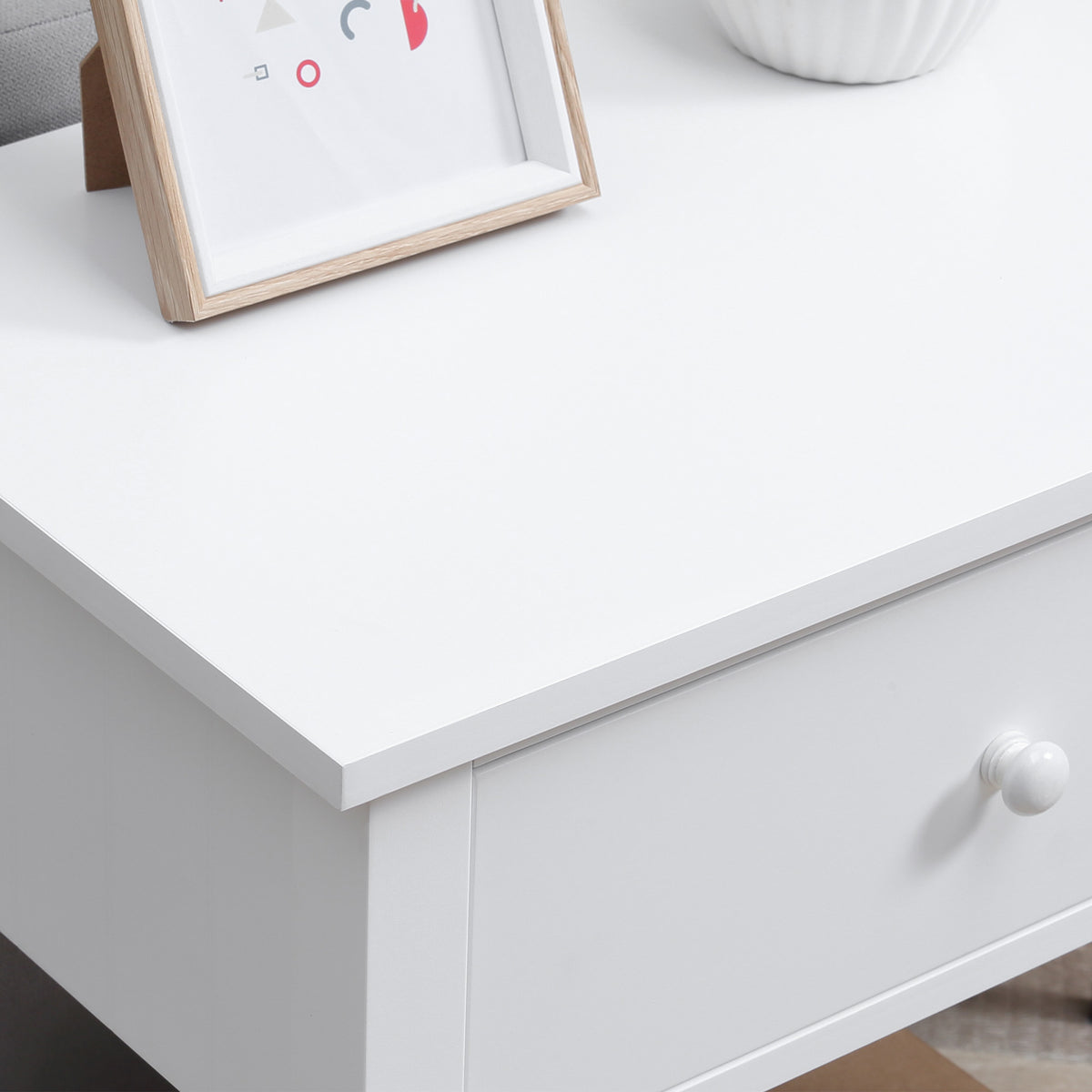 End Table, 2-tier Side Table with Drawer and Storage Shelf, Modern Sofa Side Table for Living Room, Gray