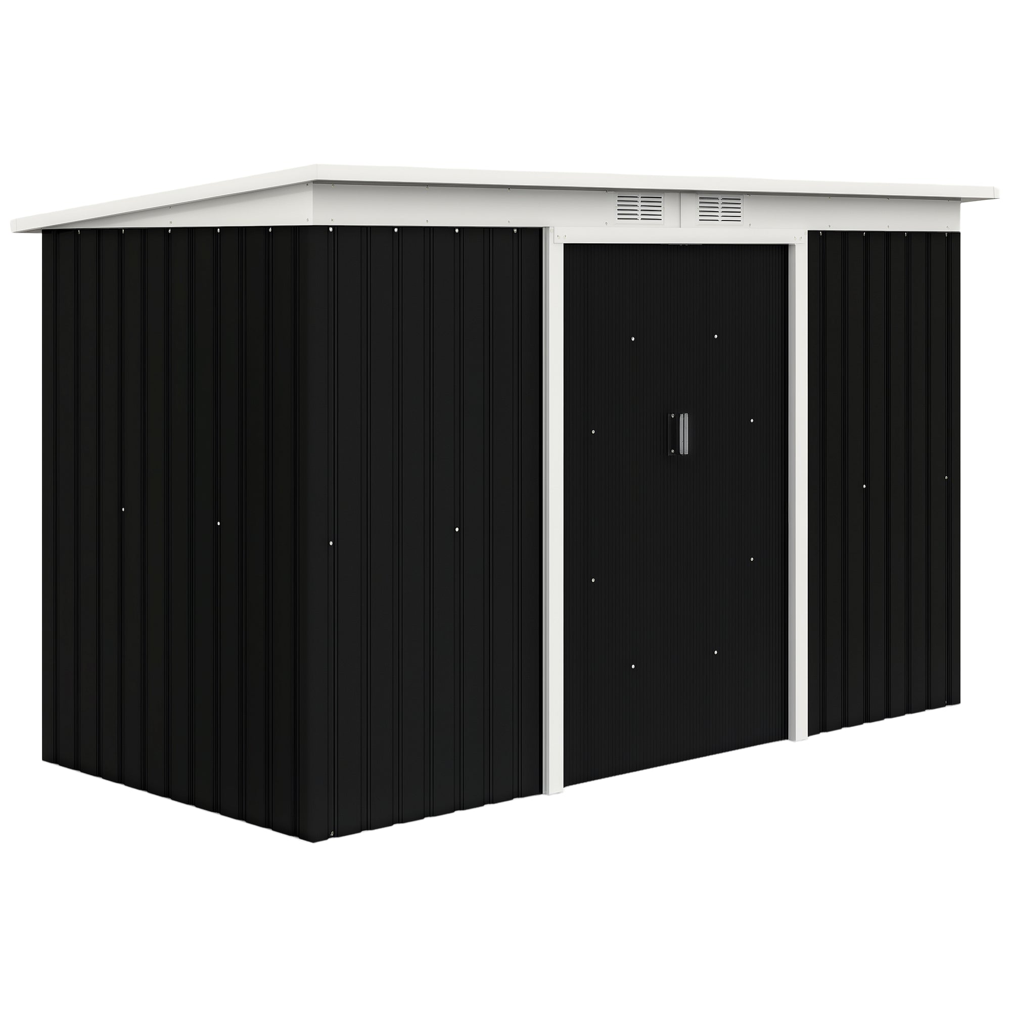 9' x 4' Metal Outdoor Storage Shed, Tool House with Double Lockable Doors for Backyard, Patio, Lawn, Garage, Dark Gray - Dark Gray