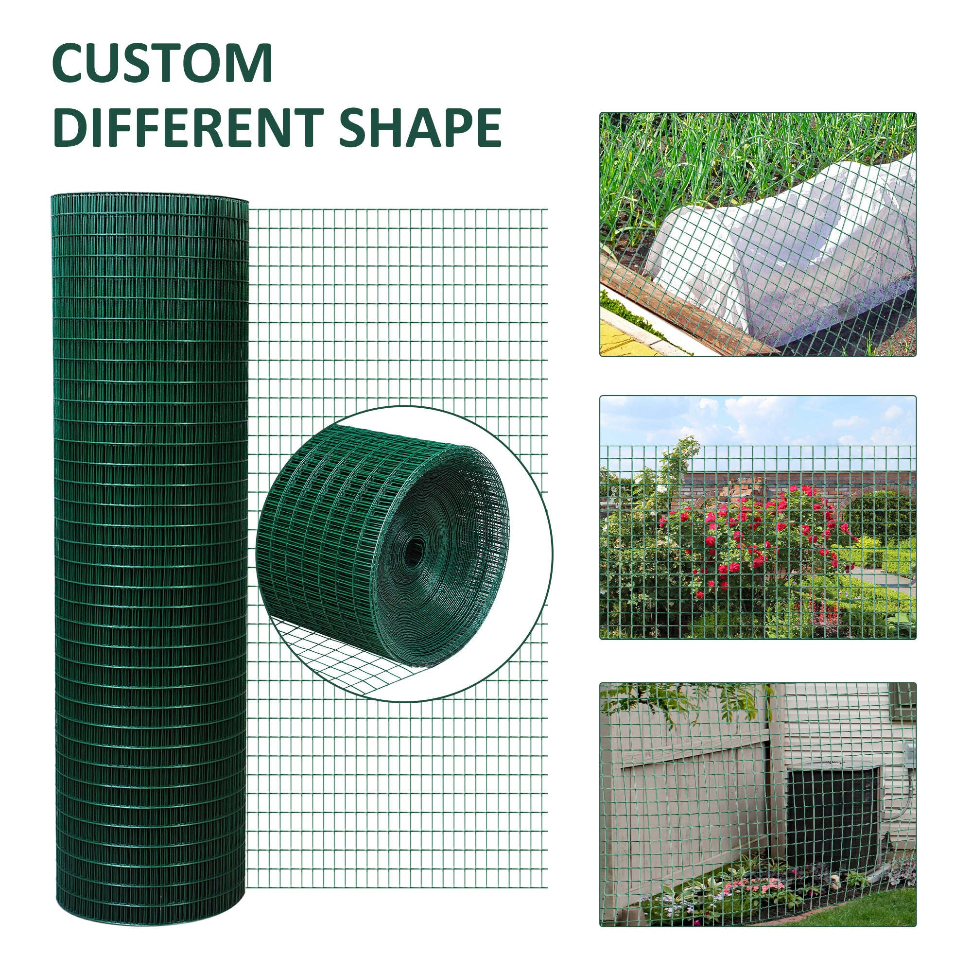 PVC Coated Steel Chicken Rabbit Mesh Fencing Wire Garden Galvanized Fence Border - Dark Green - Image 5
