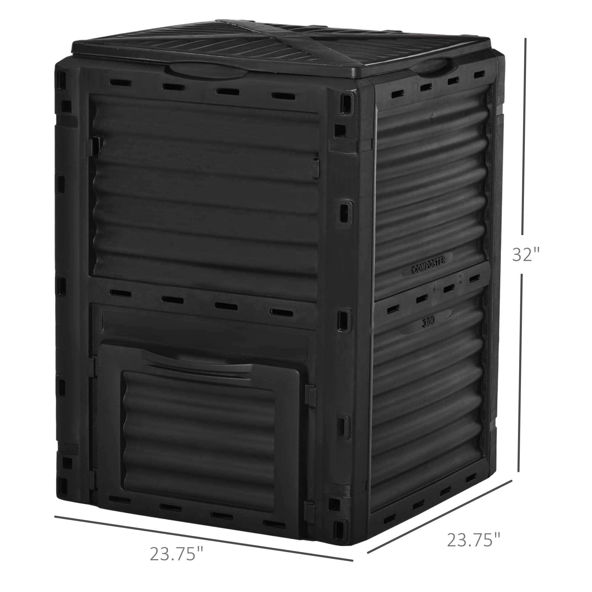 Garden Compost Bin 80 Gallon Outdoor Large Capacity Composter Fast Create Fertile Soil Aerating Box, Easy Assembly, Black - Black - Image 3