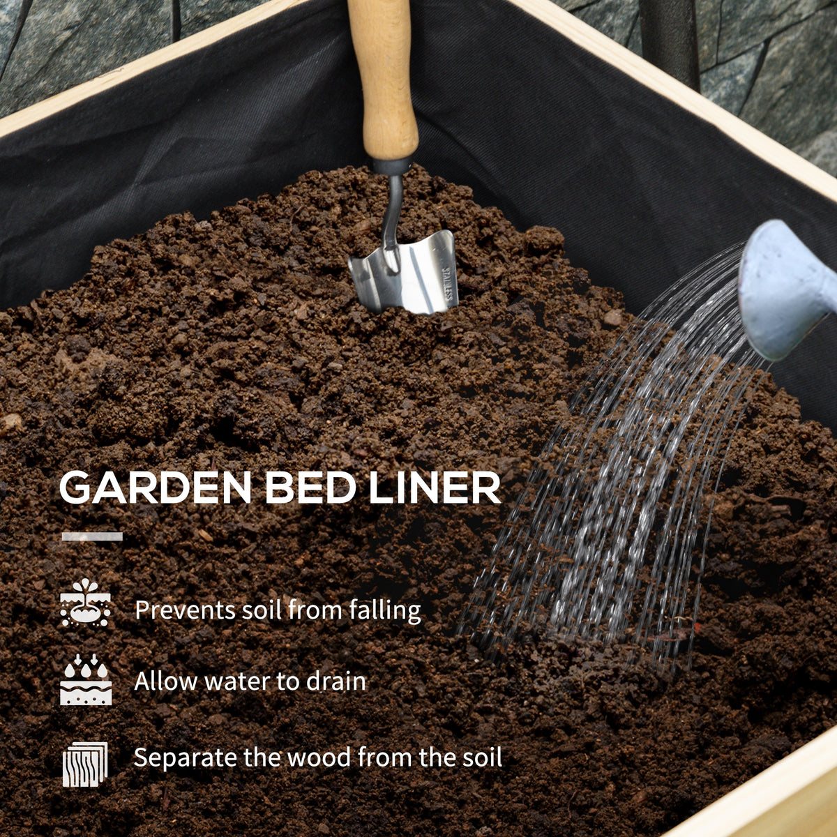 Raised Garden Bed with Plastic Greenhouse Cover Outdoor Planter Box for Herbs and Vegetables, 45x24x65 inch Natural
