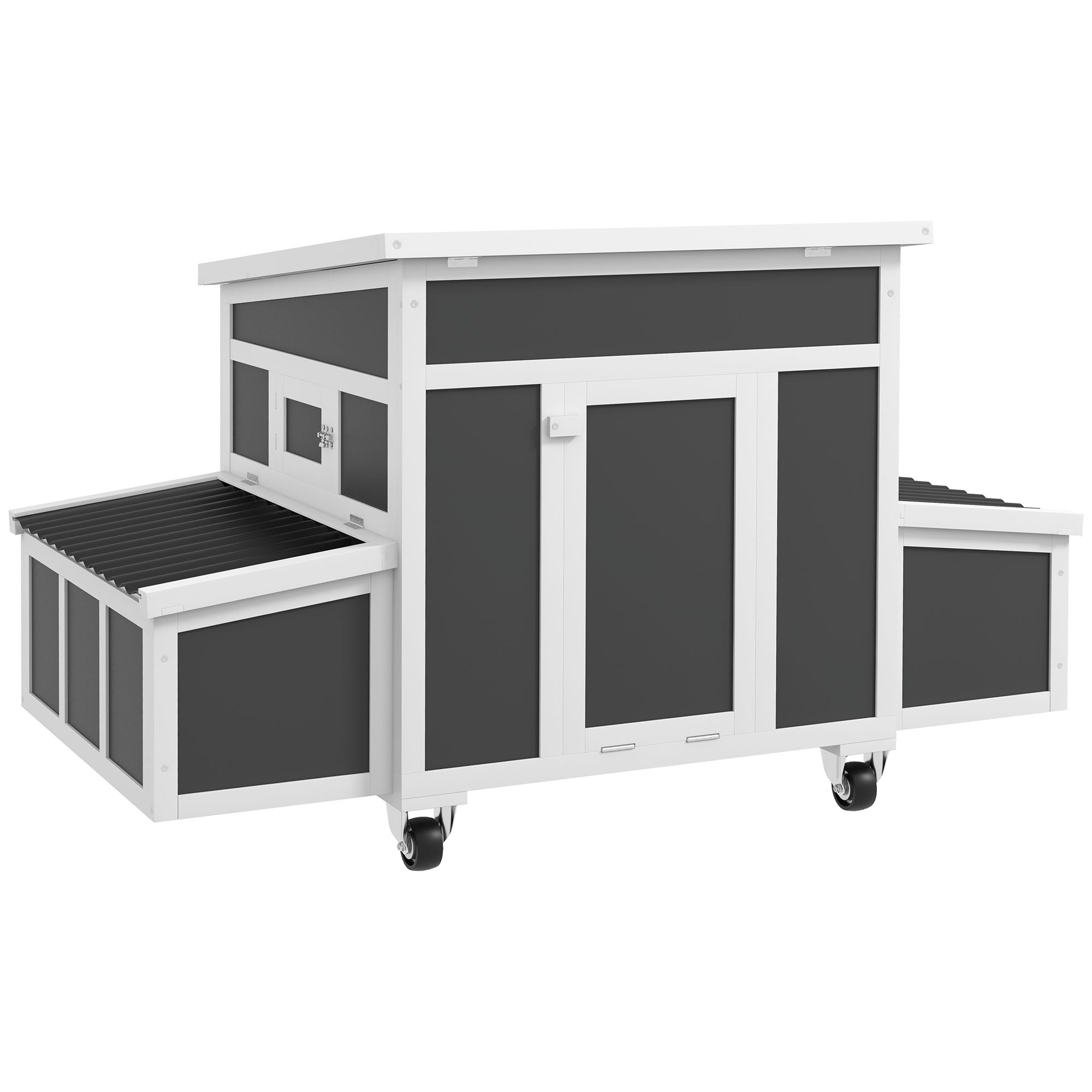 Wooden Chicken Coop with Nesting Box for 6 Chickens, Dark Gray - Dark Gray