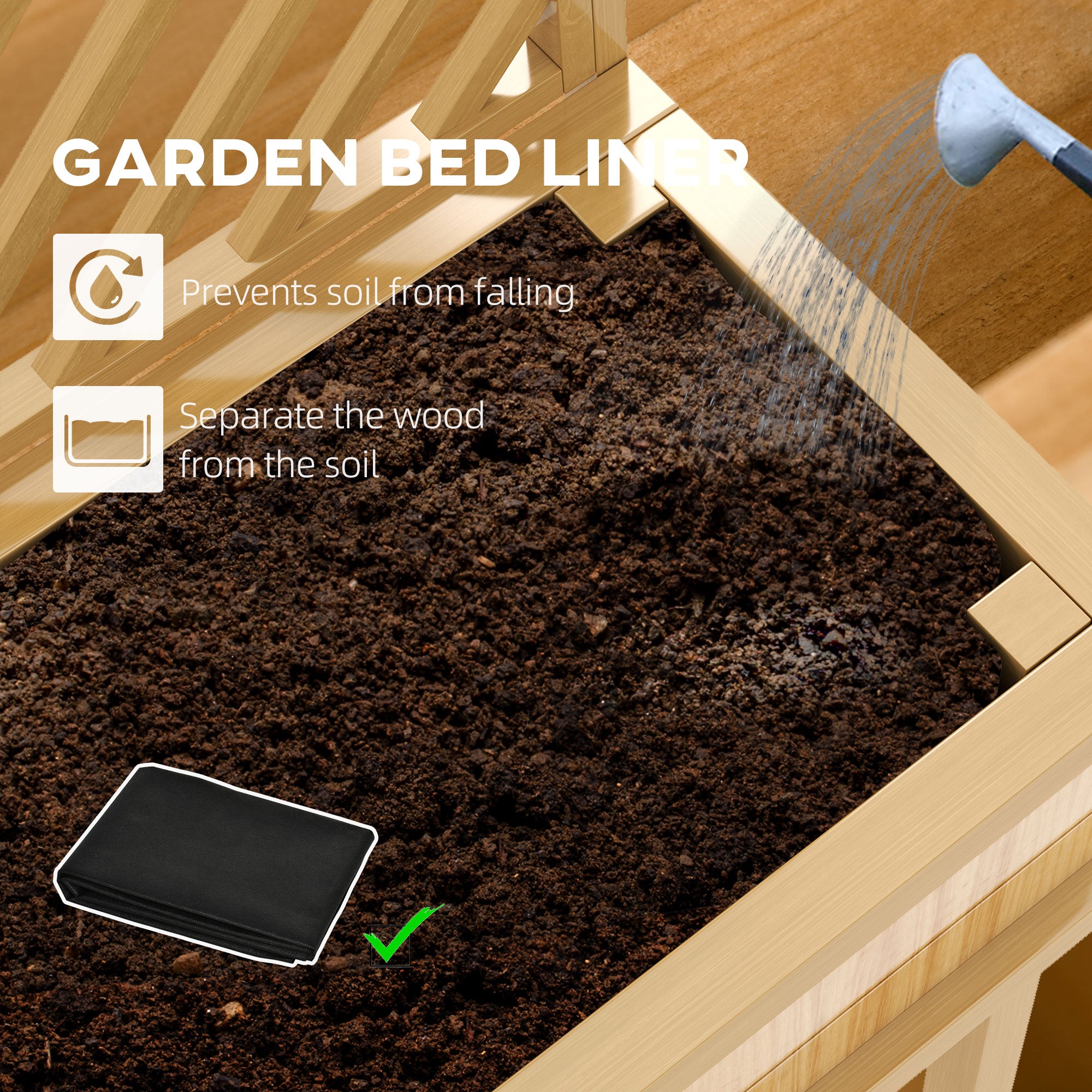 Elevated Wood Planter with Trellis for Climbing Plants, Raised Garden Bed with Legs and Drainage Holes, Natural Wood - Natural Wood - Image 5
