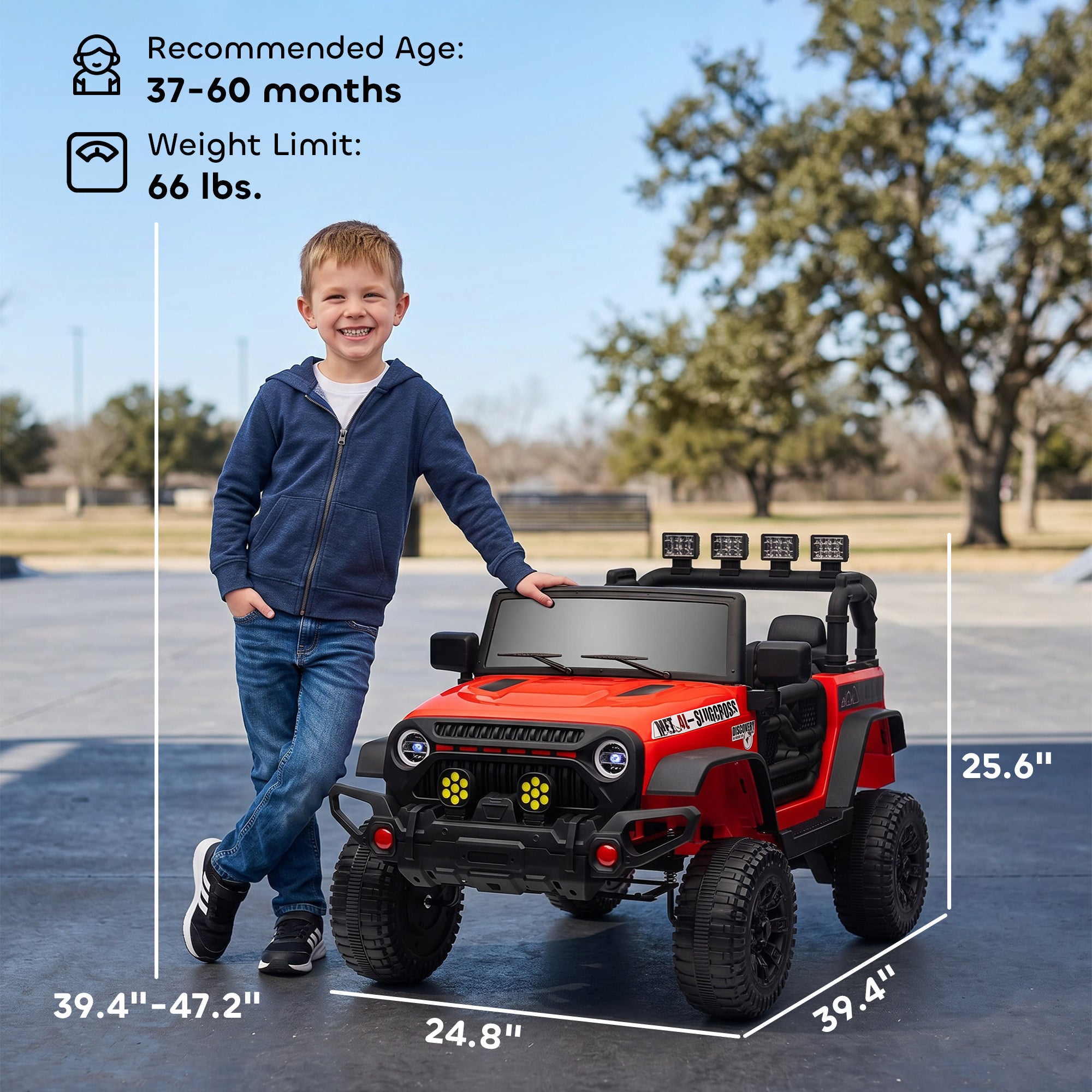 12V Battery Powered Ride on Car, Ride on Truck w/ Remote, 4 Suspension Wheels, Music Horn Lights, Red