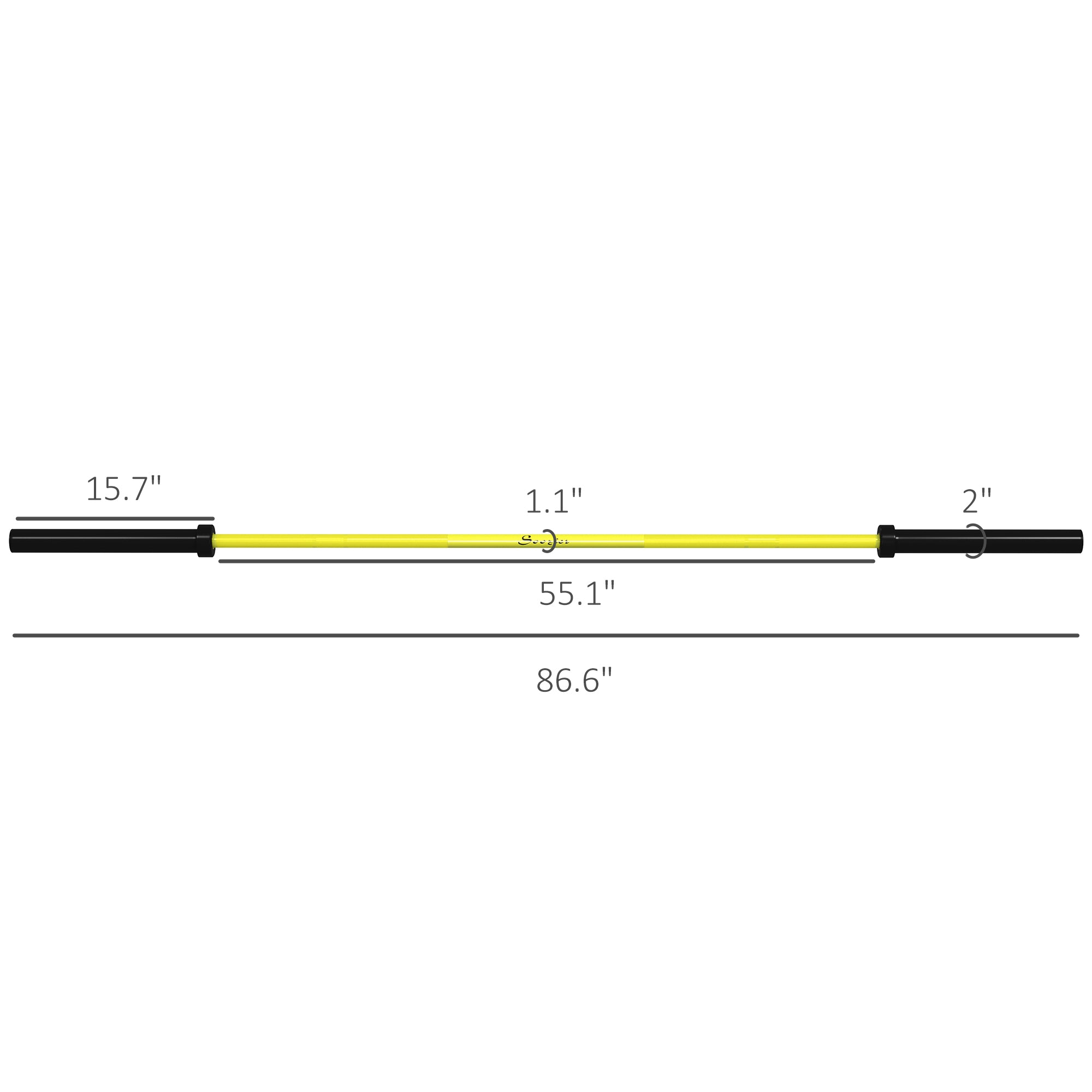 7.2ft Weight Bar, Olympic Bar with Rotating Sleeves, Non-Slip Knurling Grip, 1500lbs Weight Capacity, Yellow