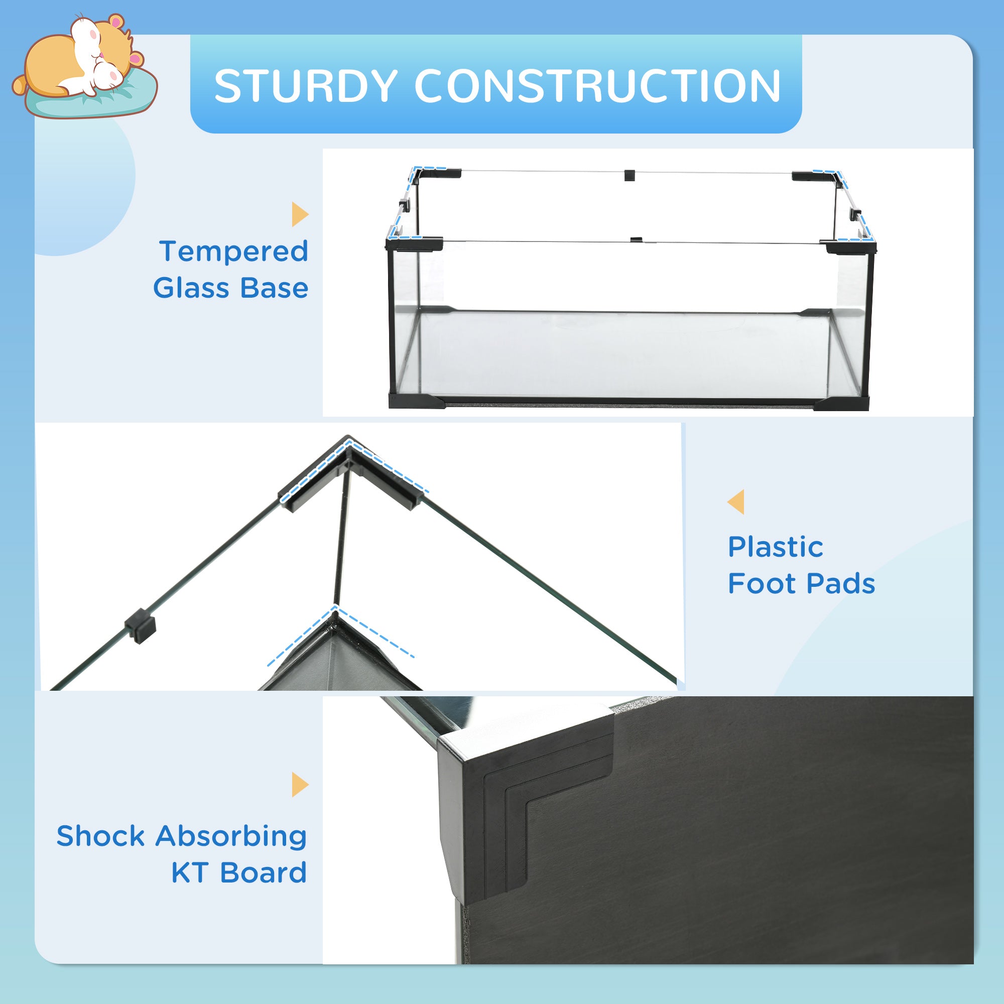 30" Hamster Cage, Gerbil Cage with Glass Basin for Small Hamsters, Black - Black - Image 6