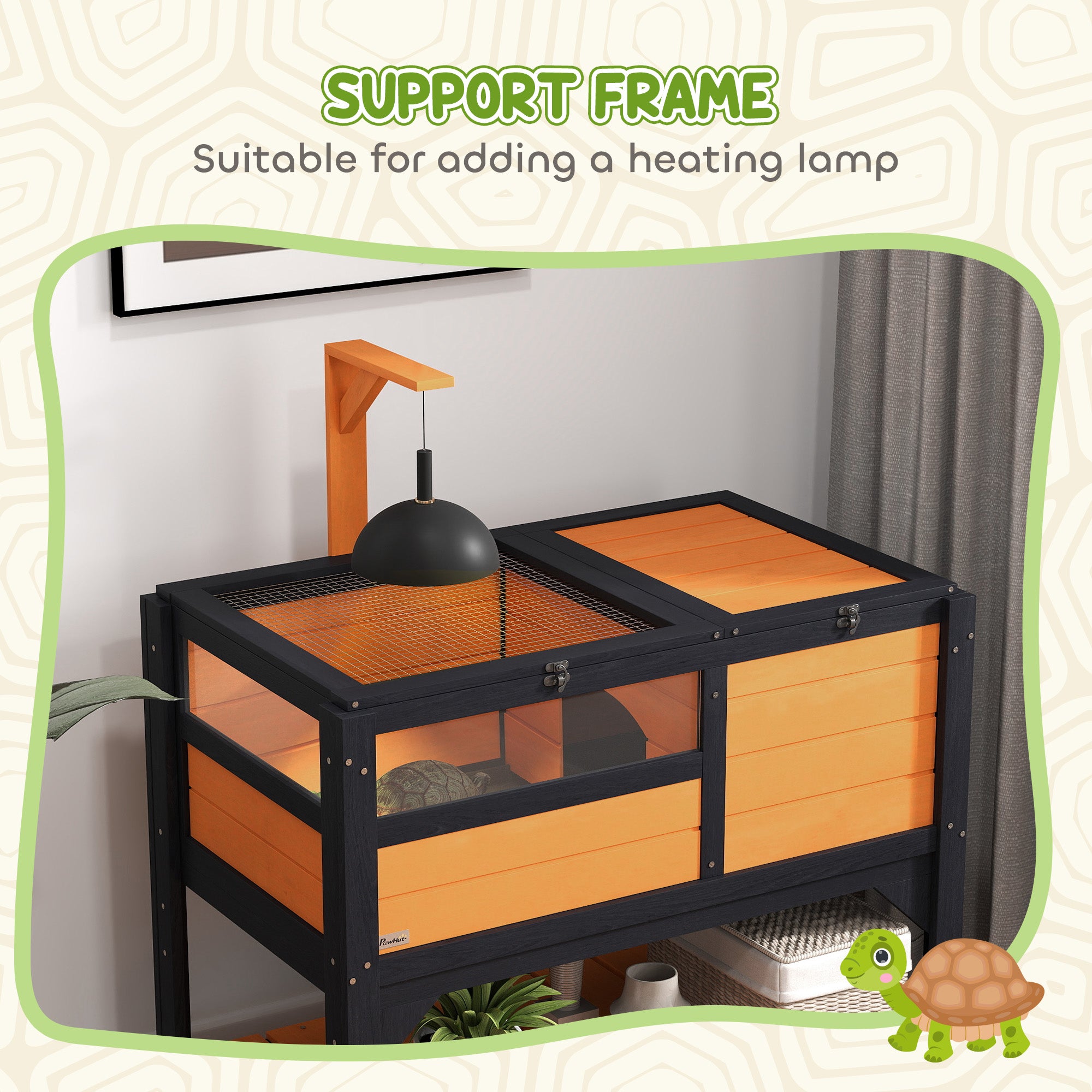 Tortoise Habitat with Shelf Storage Tortoise Gift Accessory with Weather Protection for Indoor, Yellow - Yellow - Image 5