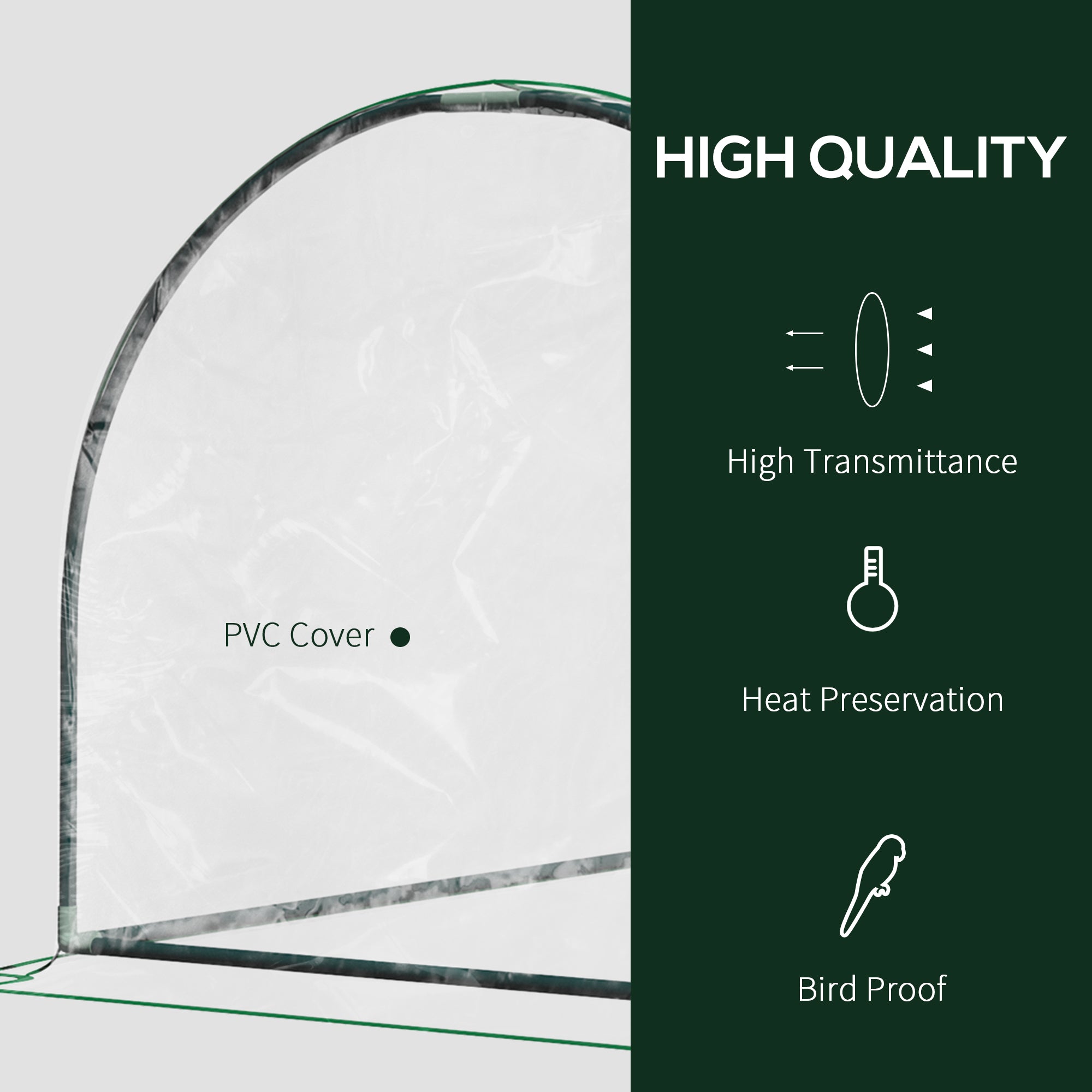 7' L x 3' W x 2.5' H Portable Tunnel Greenhouse for Outdoor Garden Hot House with 4 Zippered Doors, PVC Cover - Clear - Image 6