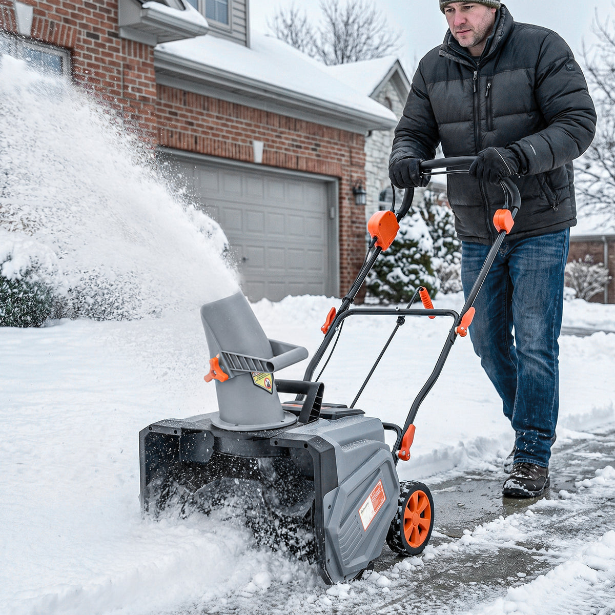 40V 18" Cordless Snow Blower with PU Auger, 1400W Brushless Motor, 12" Depth, Two 4.0Ah Batteries & Fast Charger