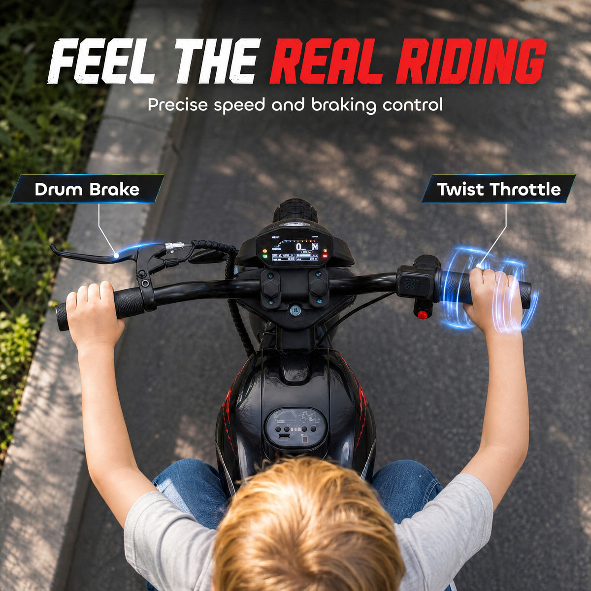 24V Kids Electric Motorcycle with 180W Motor, 12" Rubber Tires, Up to 11MPH, Twist Throttle for Ages 6-12, Black