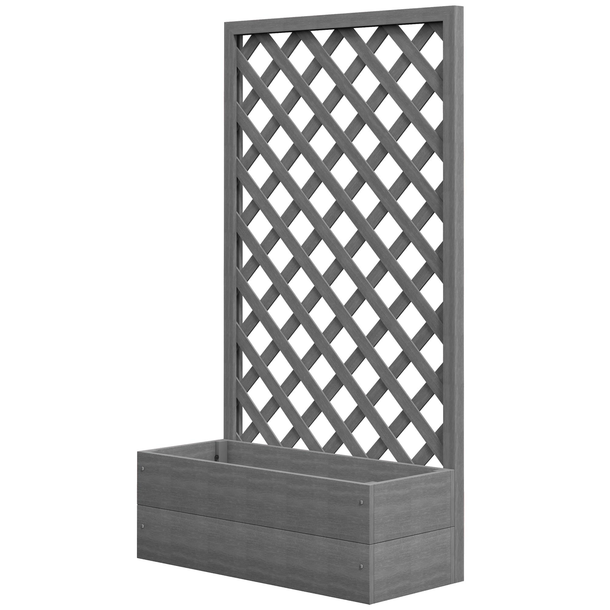 Trellis Planter Box for Climbing Plants, Raised Garden Bed w/ Trellis Lattice for Outdoor Garden, Deck, Backyard, Gray - Dark Gray
