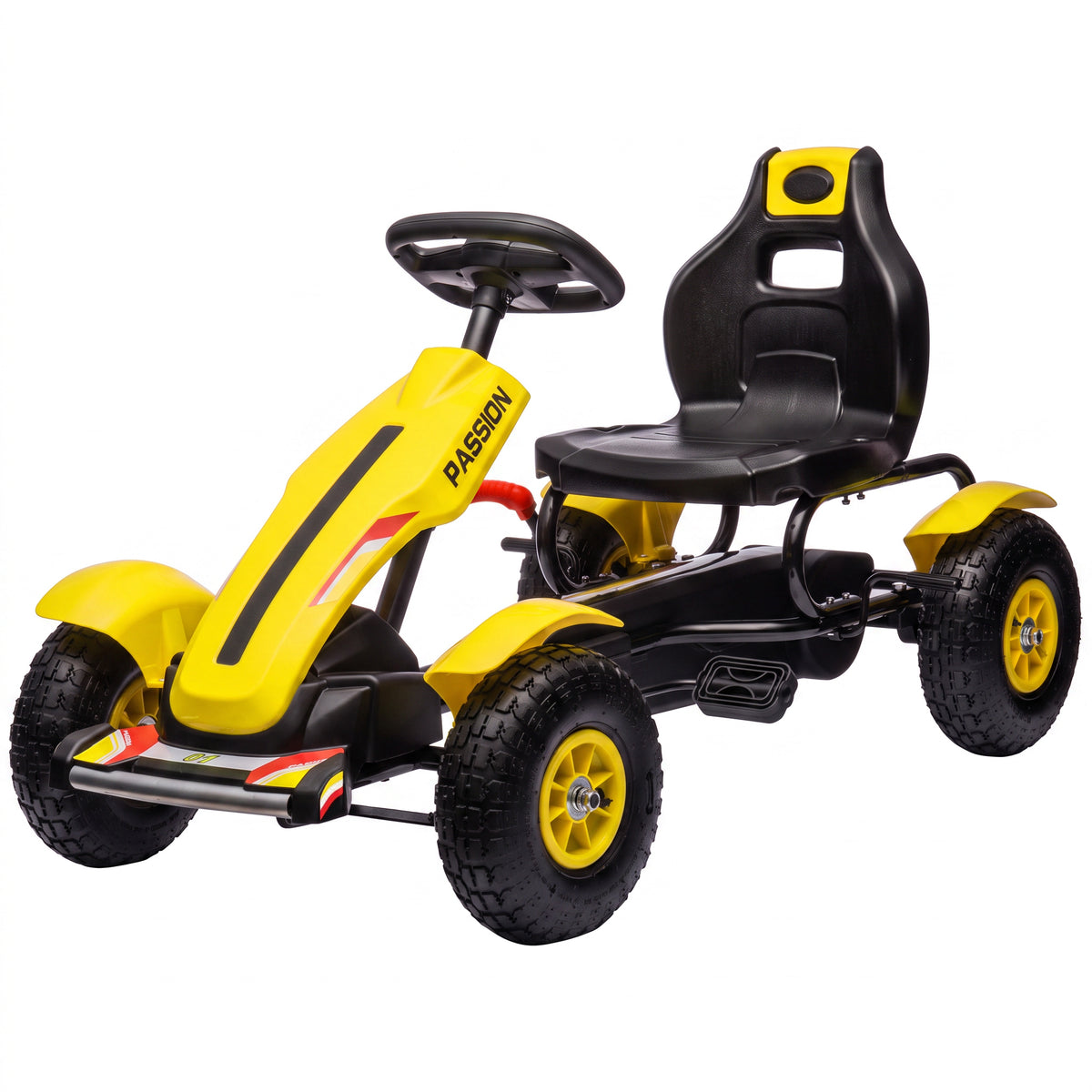 Kids Pedal Go Kart, Outdoor Ride on Toys with Adjustable Seat, Sharp Handling, Handbrake, 4 Non-Slip Rubber Wheels for Boys & Girls Aged 5-12 Years Old, Yellow