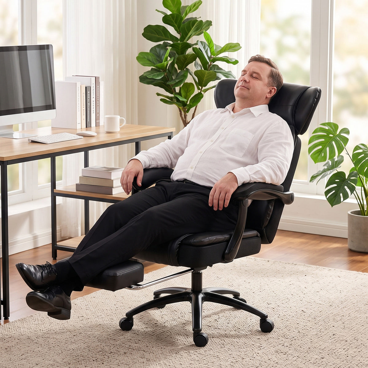 Big and Tall Office Chair with Adjustable Headrest, 500 lbs, Wide Seat, Lumbar Support, Desk Chair, Footrest