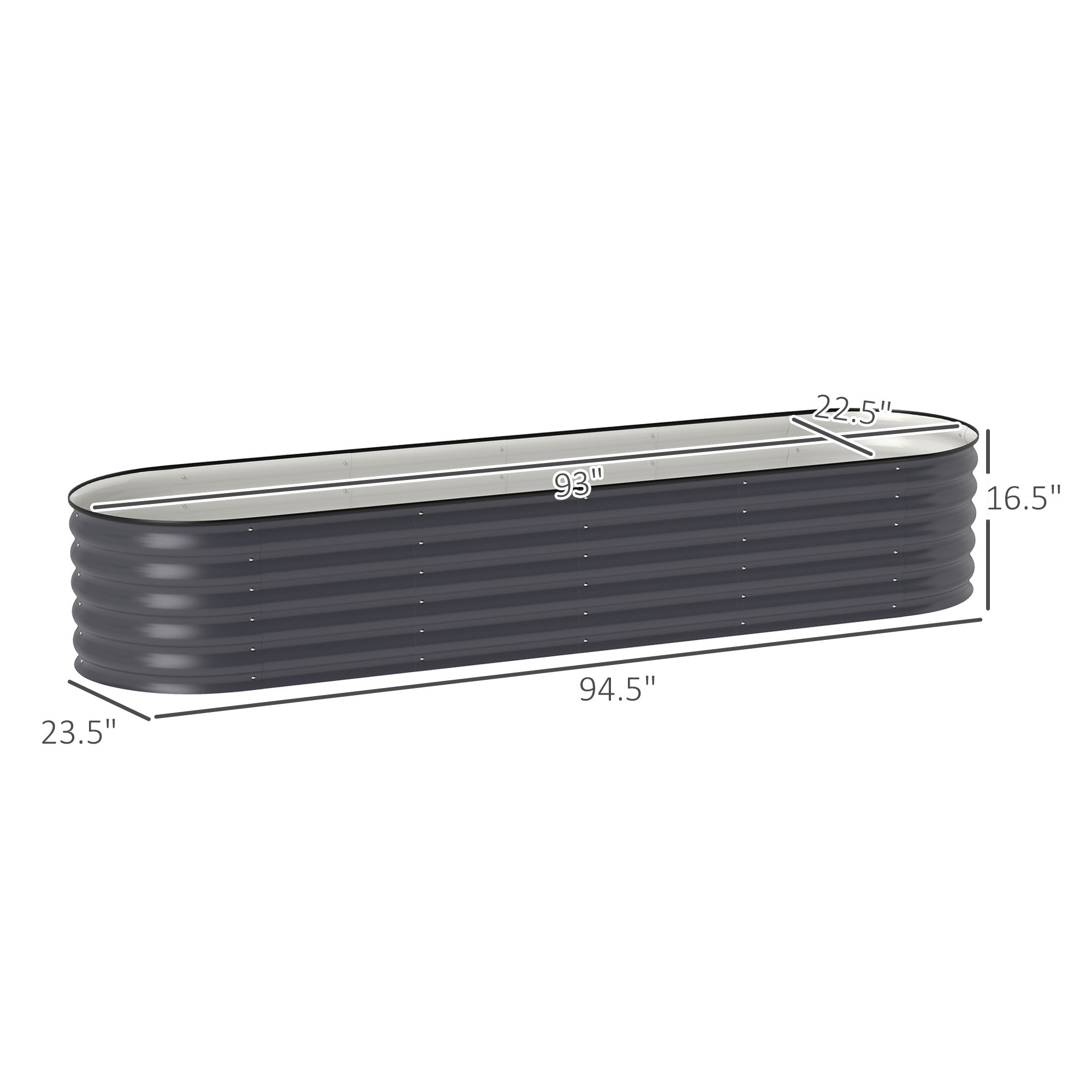 7.9' x 2' x 1.4' Galvanized Raised Garden Bed Kit, Metal Planter Box with Safety Edging, Dark Gray - Dark Gray - Image 3