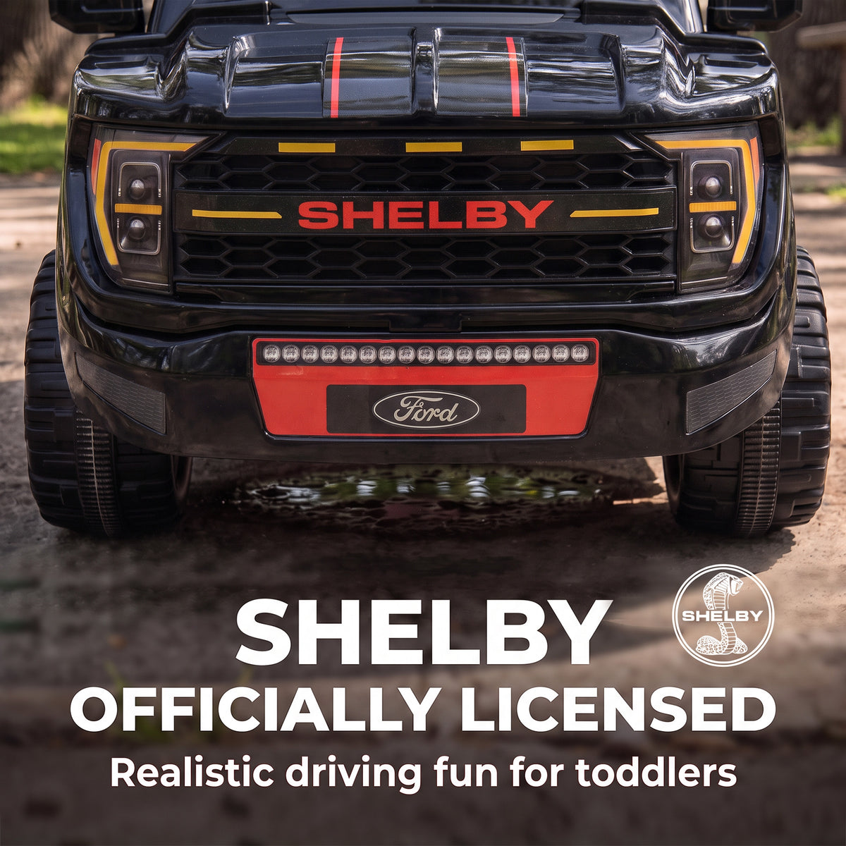 3-in-1 Push Car for 1-3, Licensed Ford Shelby Sliding Walking Car with Parent Handle, Canopy, Guardrail, Storage, Black