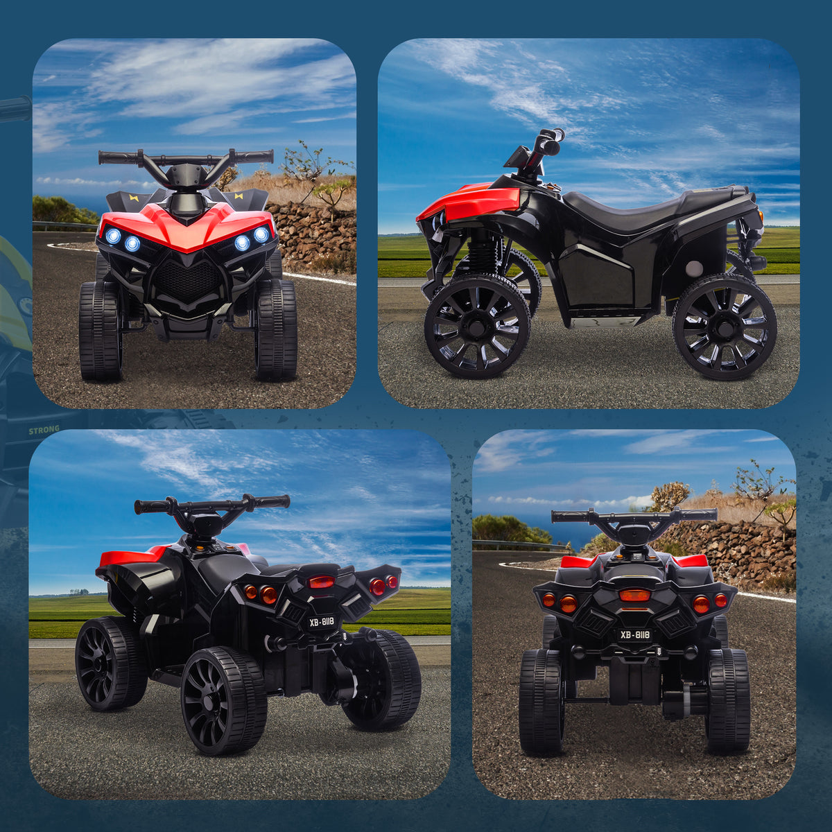 Qaba Kids ATV 4 Wheeler, 6V Electric Ride on Car with Music and LED Headlights, Indoor Outdoor Toy Car for 18-56 months, Red