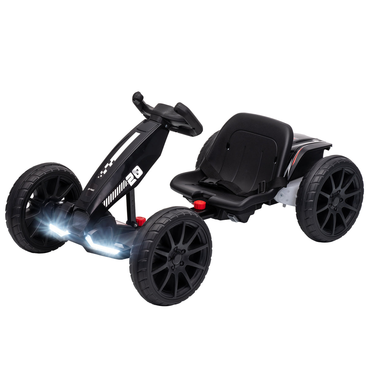 12V Electric Go Kart for Kids with Dual Motors, Adjustable Seat, Soft Start, LED Lights, EVA Wheels, for Age 3-6, Black