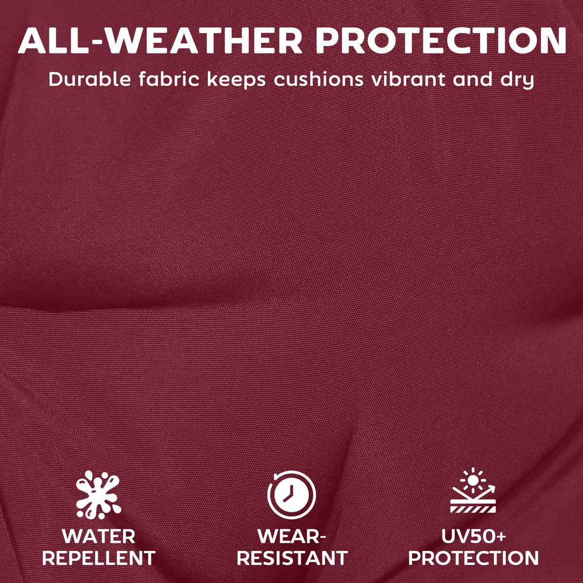 Chaise Lounge Cushion, 4" Thick Outdoor Lounge Chair Cushion with Ties for Patio, 21" x 72", Red