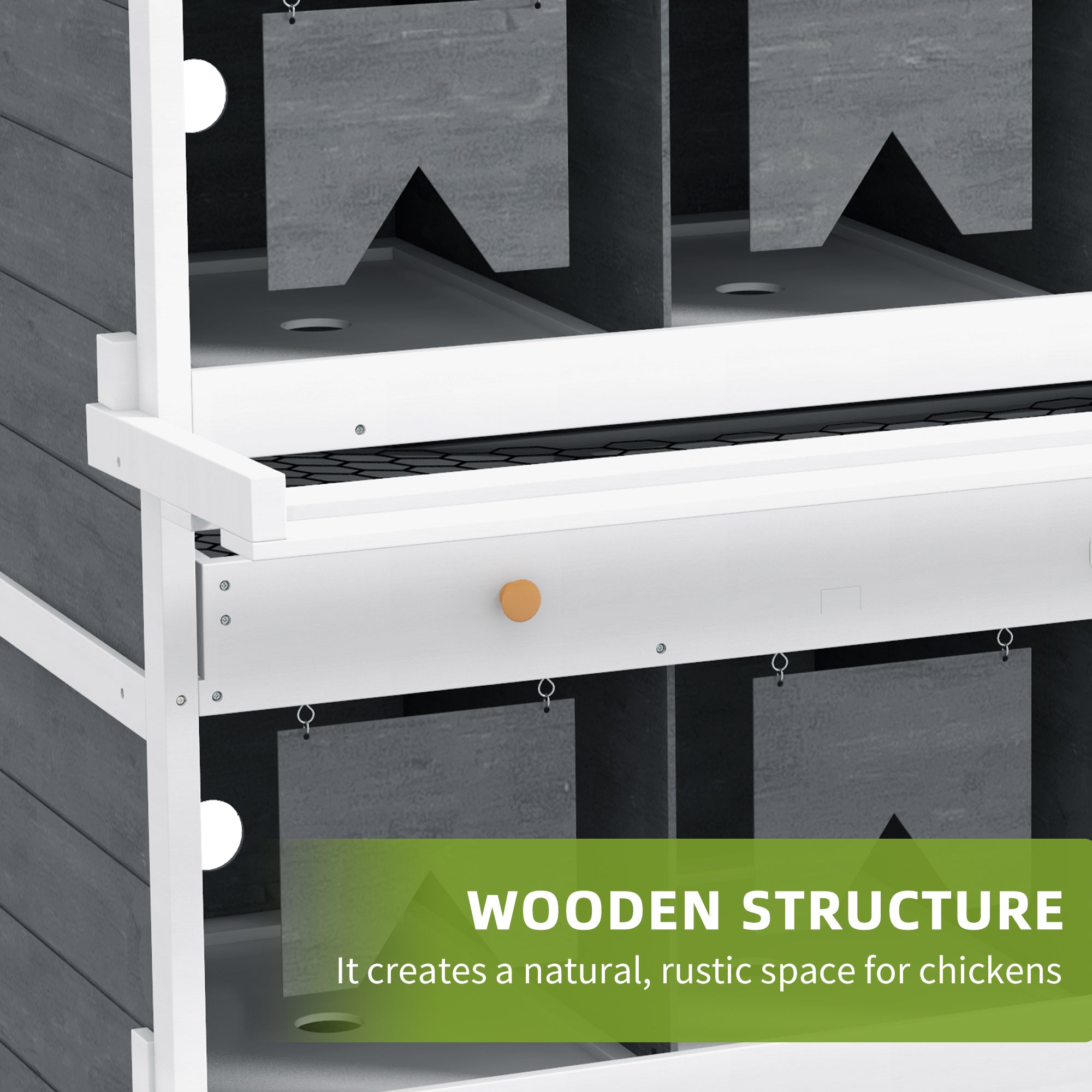 Chicken Nesting Box, 8 Compartment Wood Laying Boxes for Chicken Coop with Egg Collection Trays Perches for 16-32 Hens - Gray - Image 7