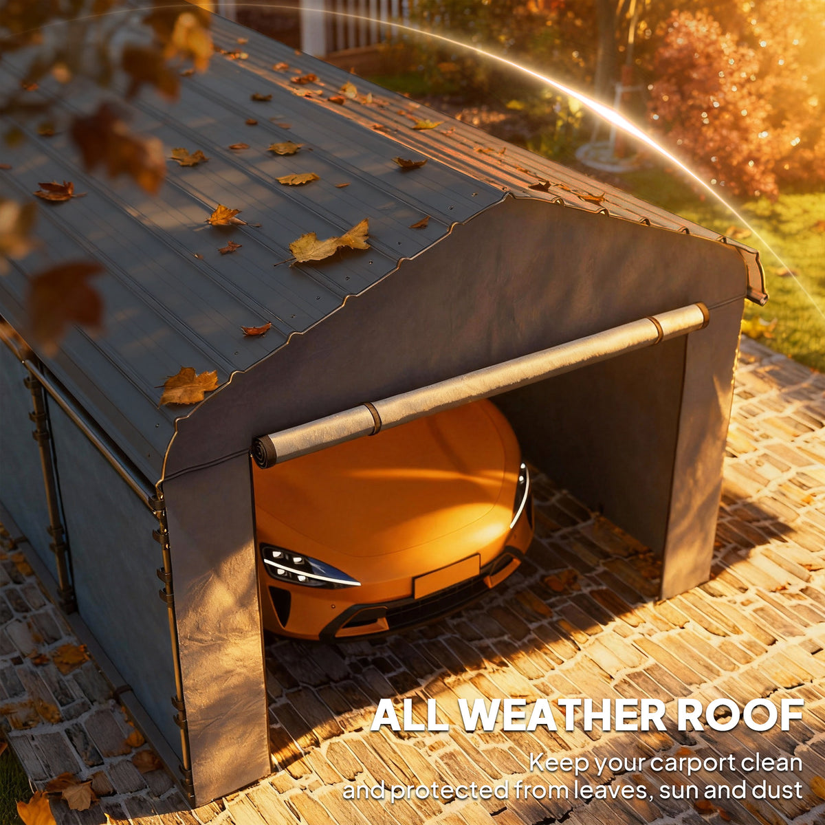 10' x 15' Metal Carport, Heavy Duty Garage Car Canopy with Galvanized Metal Roof and Removable Sidewalls, Dark Gray