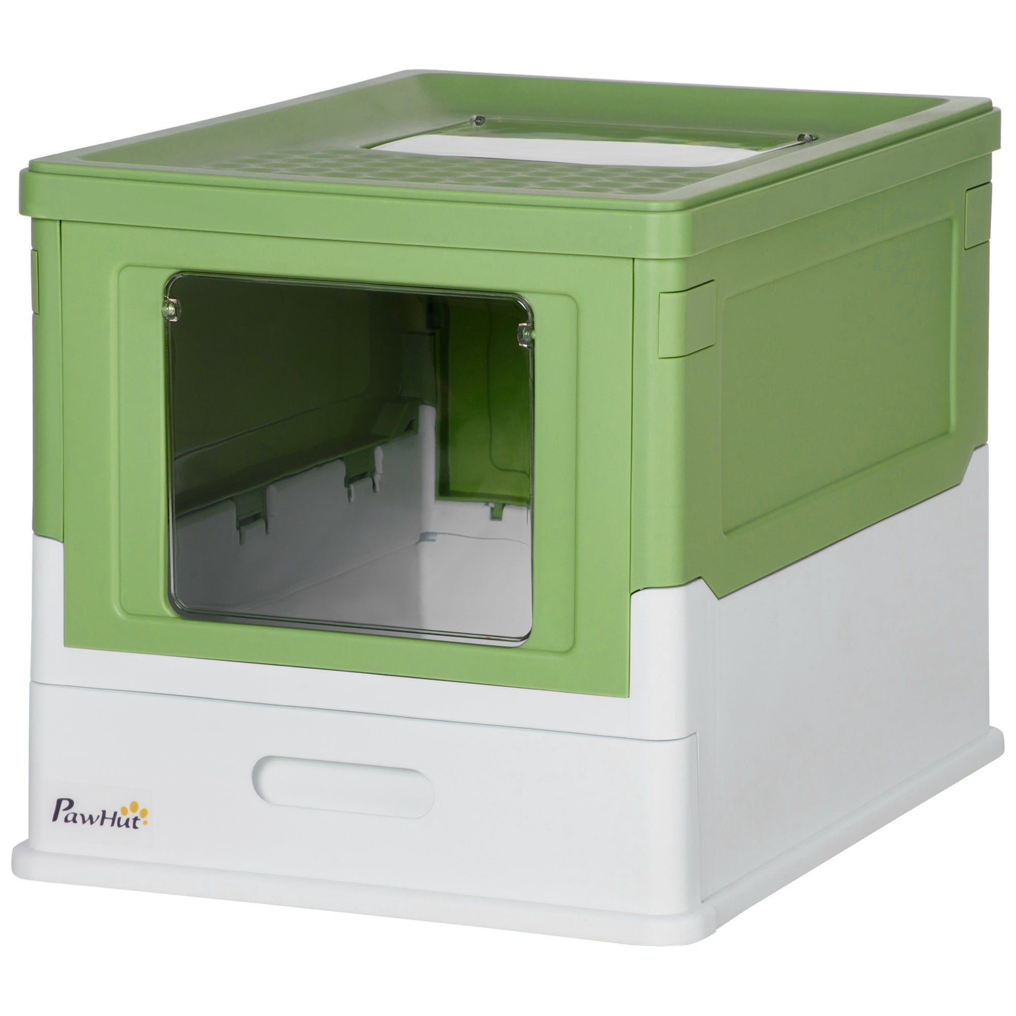 Fully Enclosed Cat Litter Box with Front Entry, Top Exit, Yellowish Green - Yellowish Green