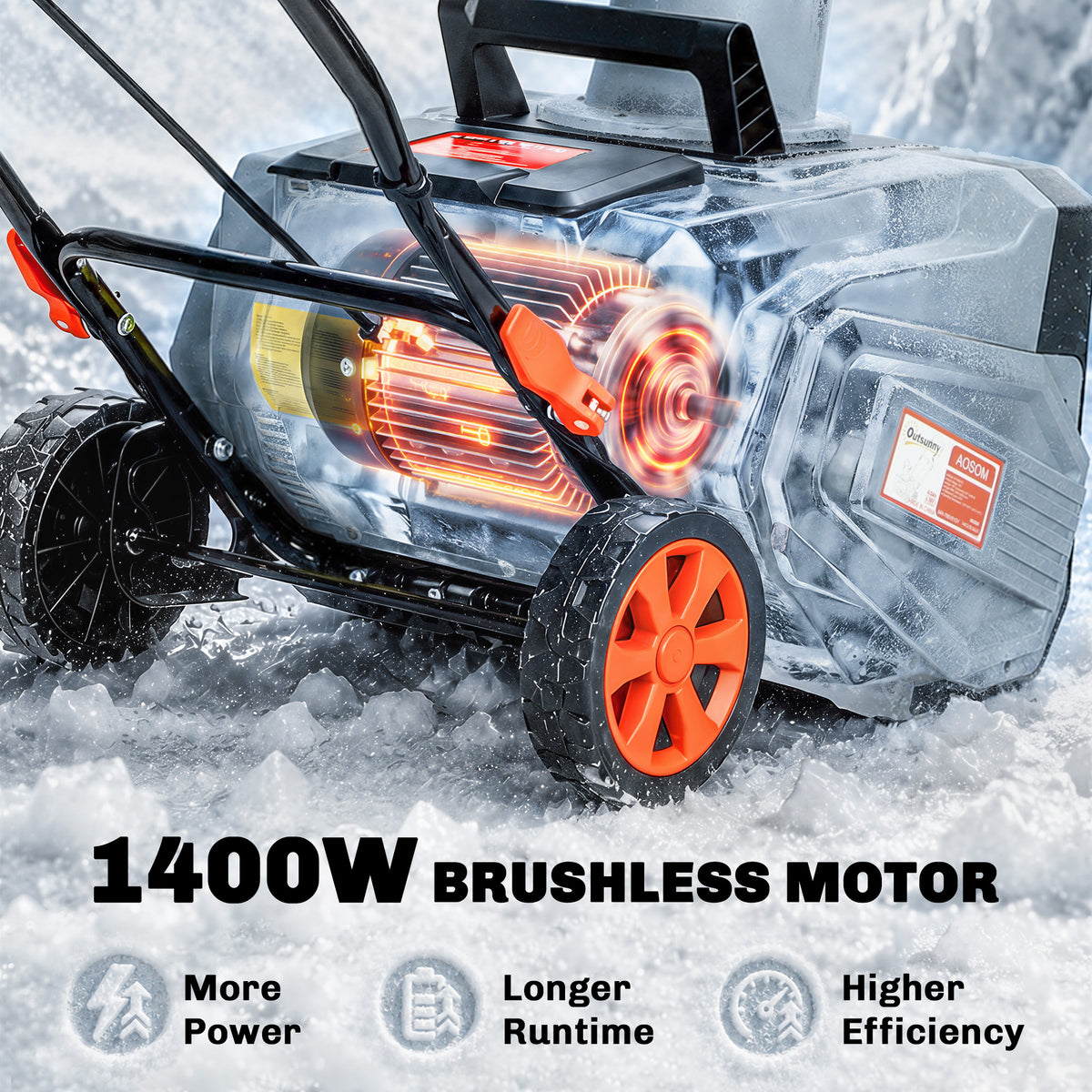 40V 18" Cordless Snow Blower with PU Auger, 1400W Brushless Motor, 12" Depth, Two 4.0Ah Batteries & Fast Charger