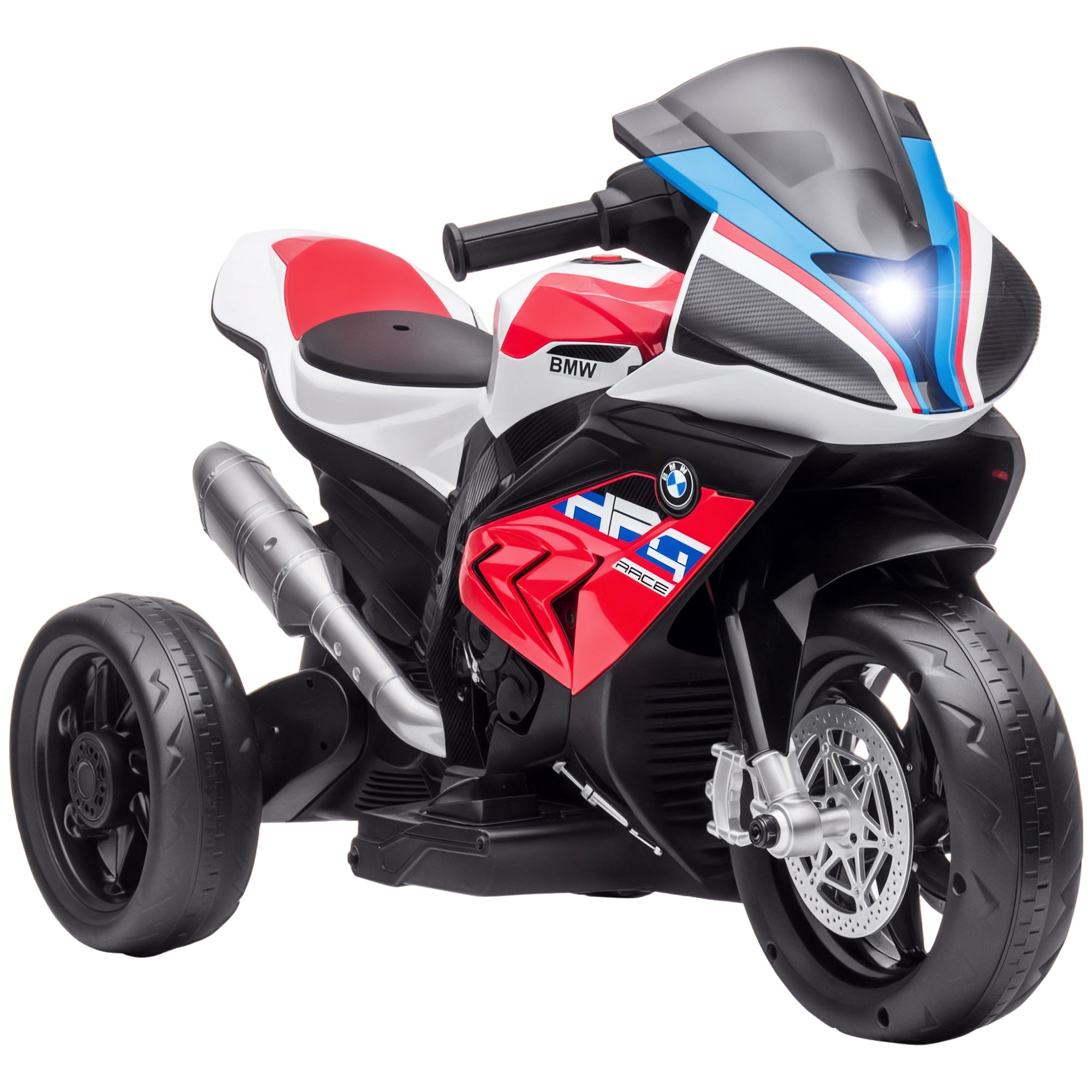 Licensed 6V Kids Ride on Motorcycle, Off-Road Battery Powered Three Wheels Dirtbike with USB, AUX, Music and Headlight for Toddler, Red