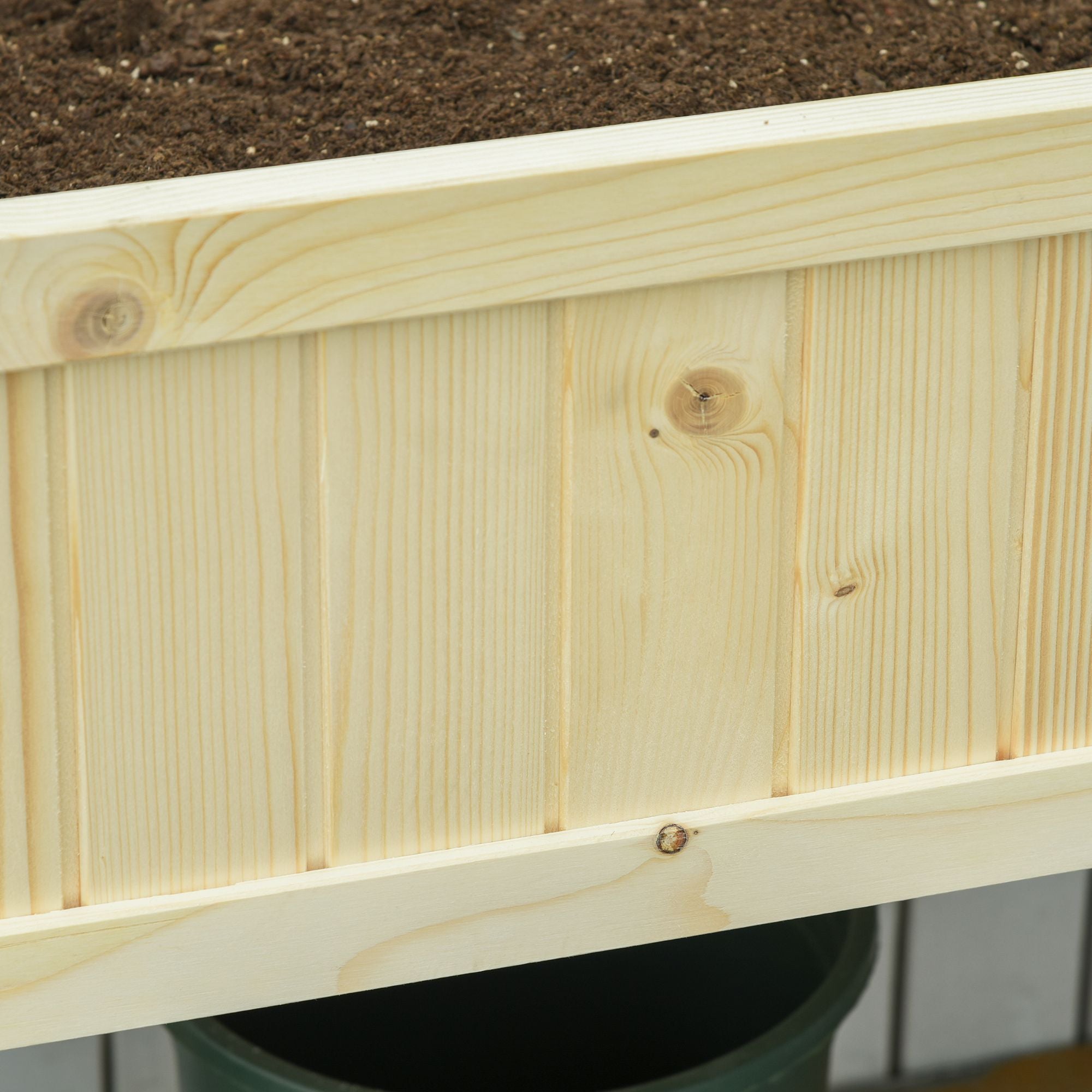 Raised Garden Bed Elevated Wooden Planter Box with Space-Saving Folding Design, Drainage Holes, & Inner Liner for Vegetable Fruit Herb Grow - Wood color - Image 8