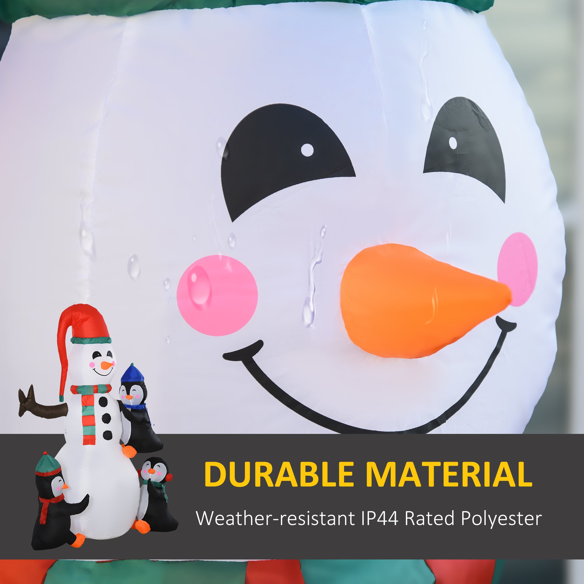 6' Christmas Inflatables Outdoor Decorations Snowman with Penguins, Blow-Up Yard Christmas Decor with LED Rotating Colorful Light