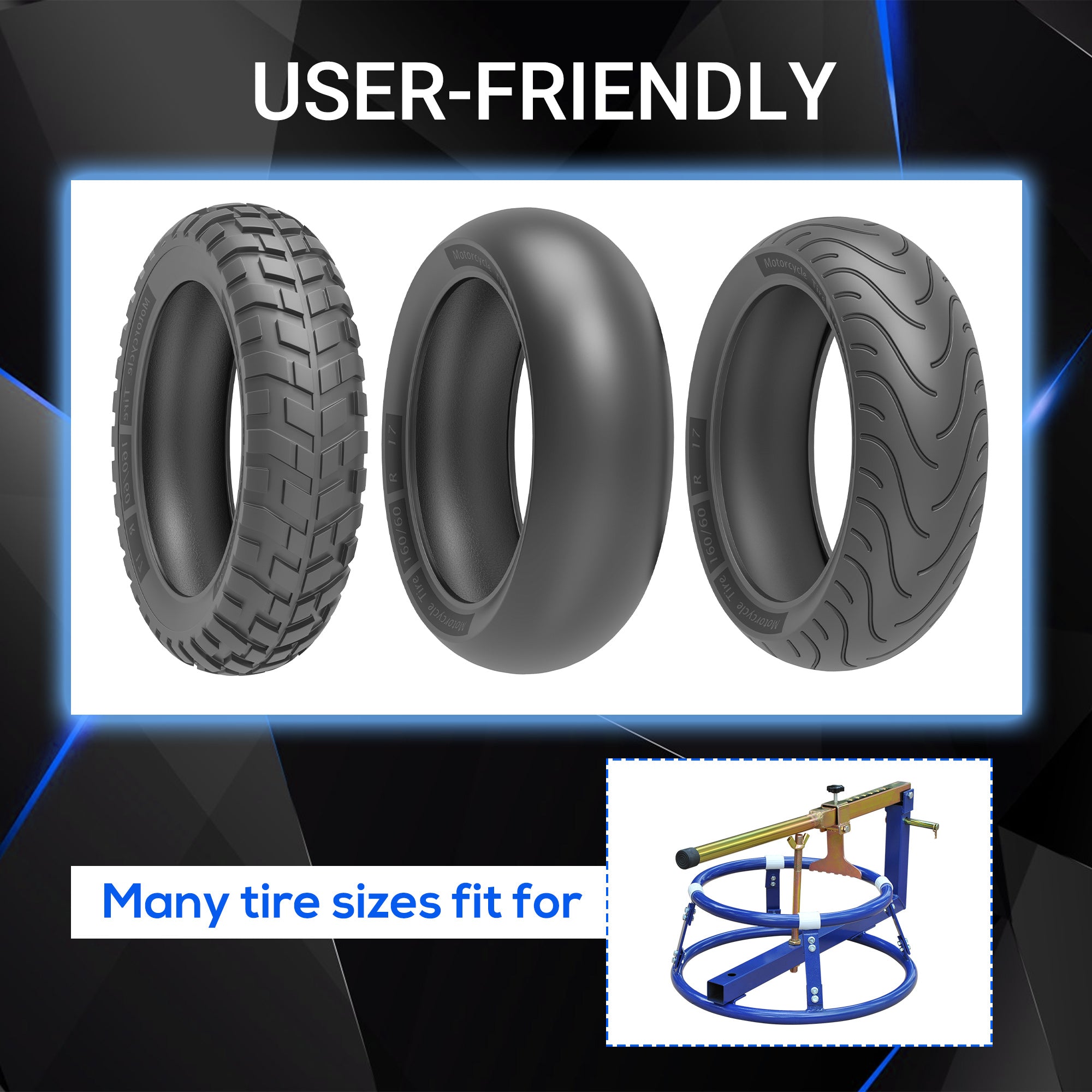 Motorcycle Tire Changer Stand with Adjustable Bead Breaker, Fit for 16-22in Tyres