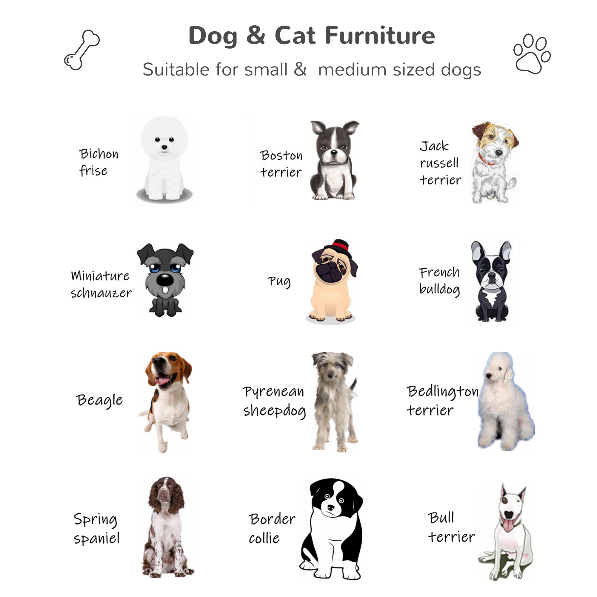 Wicker Dog House Raised Rattan Puppy Bed Cat Shelter for Indoor Outdoor Garden Patio Pet Sofa with Removable Cushion for Medium Sized Pet Brown - Brown and White - Image 7
