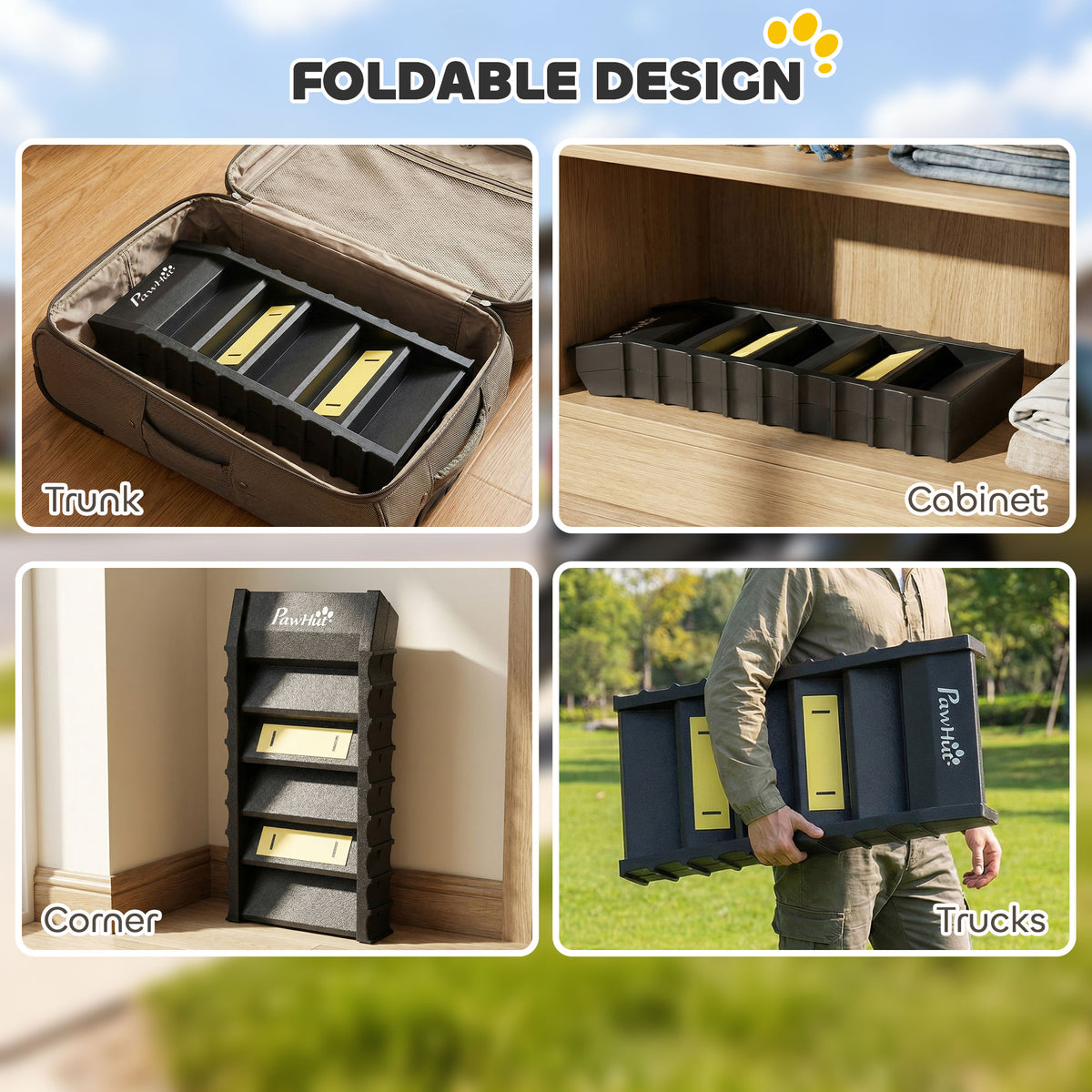 Dog Stairs for Car Truck SUV, Foldable Dog Ramp for Large Medium Small Dogs, Black