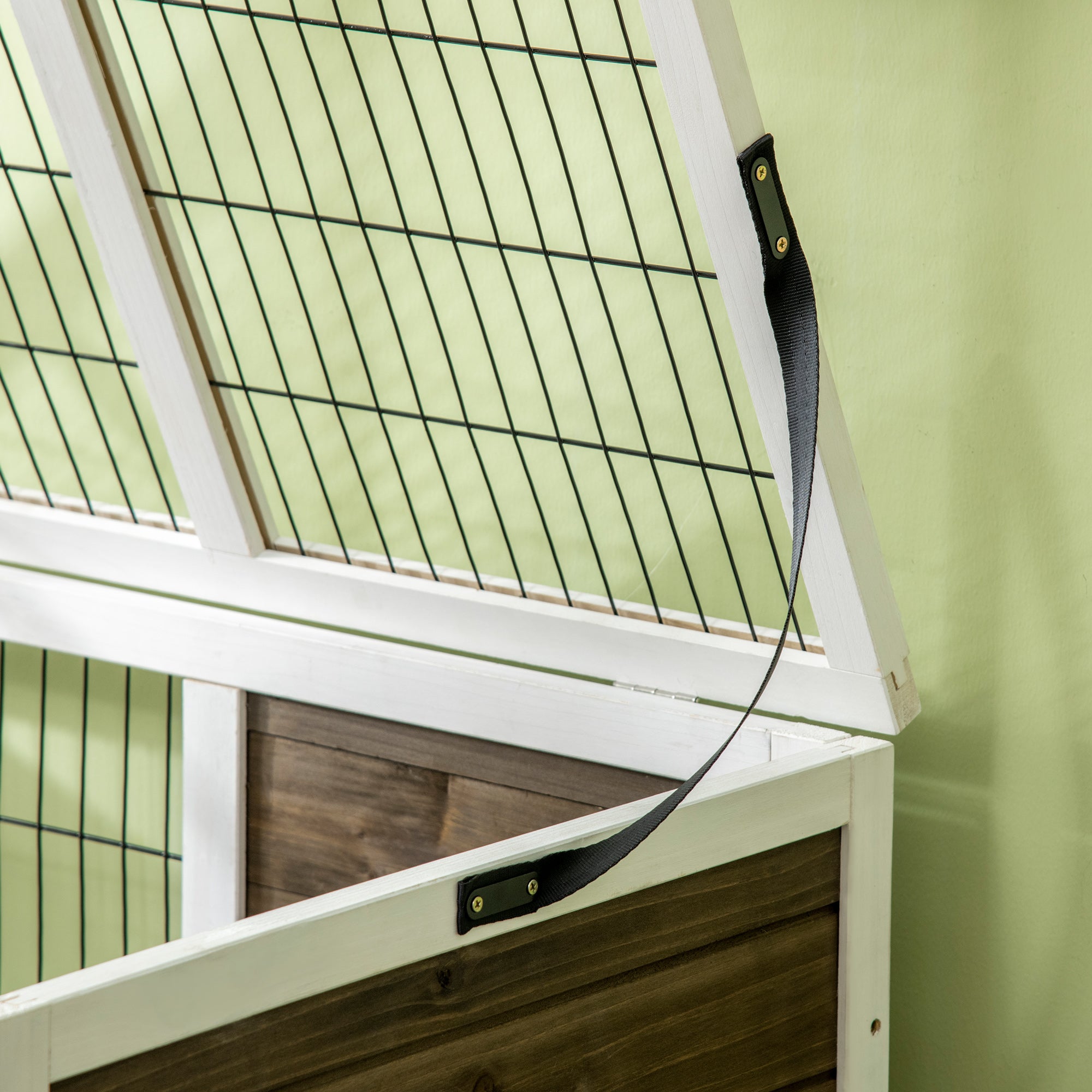 Wood Rabbit Hutch, Elevated Guinea Pig Cage with Run, Coffee - Coffee - Image 8