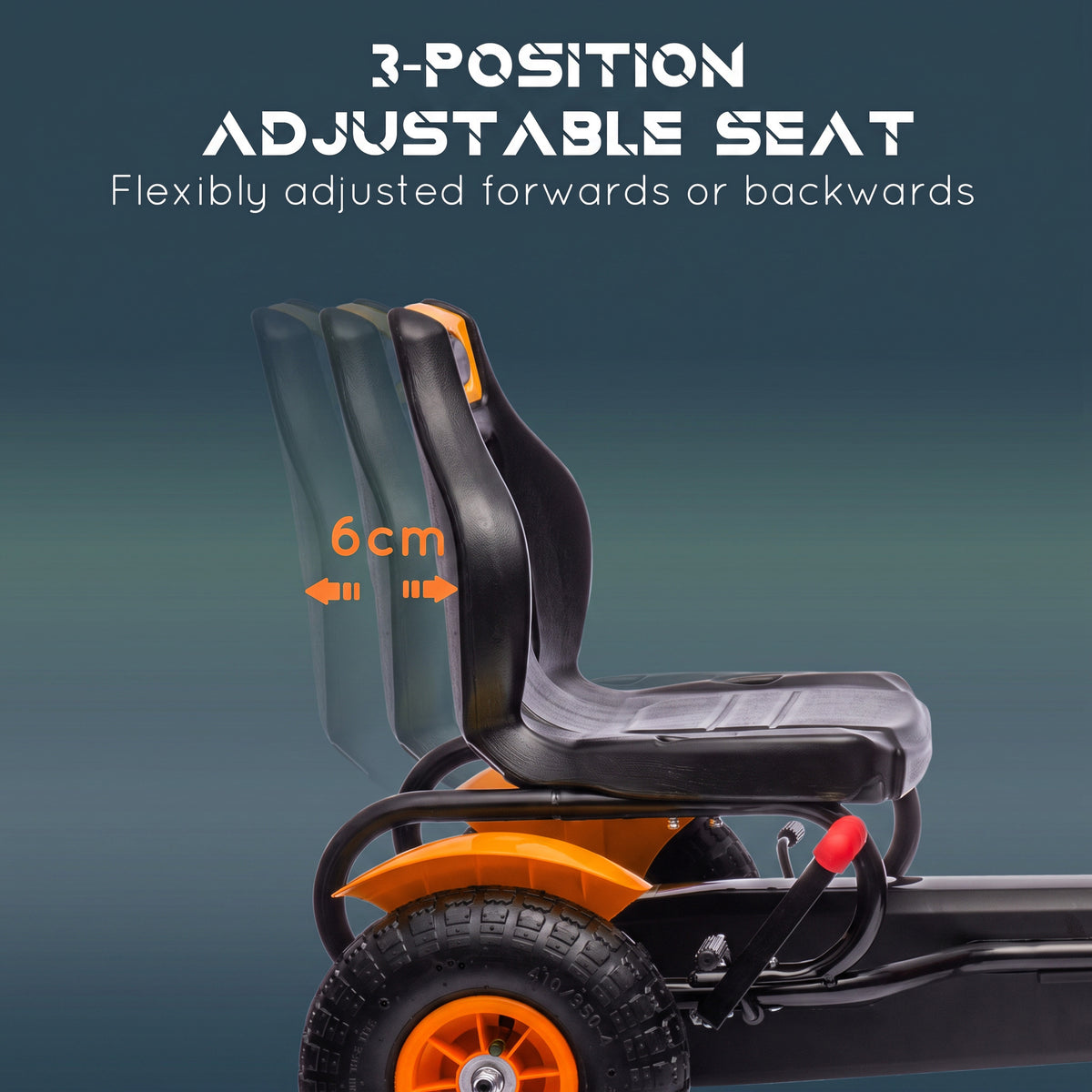 Kids Pedal Go Kart, Outdoor Ride on Toys with Adjustable Seat, Sharp Handling, Handbrake, 4 Non-Slip Rubber Wheels for Boys & Girls Aged 5-12 Years Old, Orange