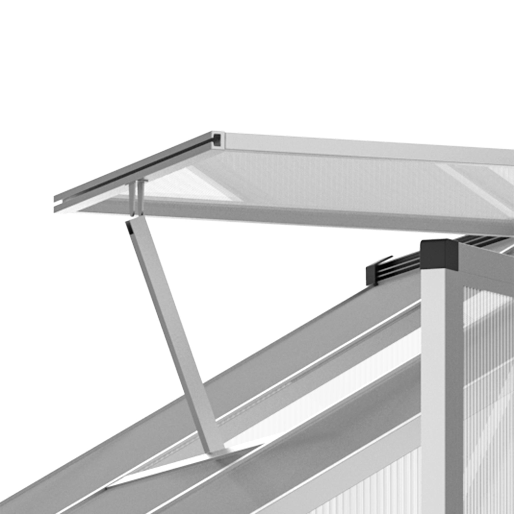 6' L x 6' W Walk-In Polycarbonate Greenhouse with Roof Vent for Ventilation & Rain Gutter for Winter - Silver - Image 8