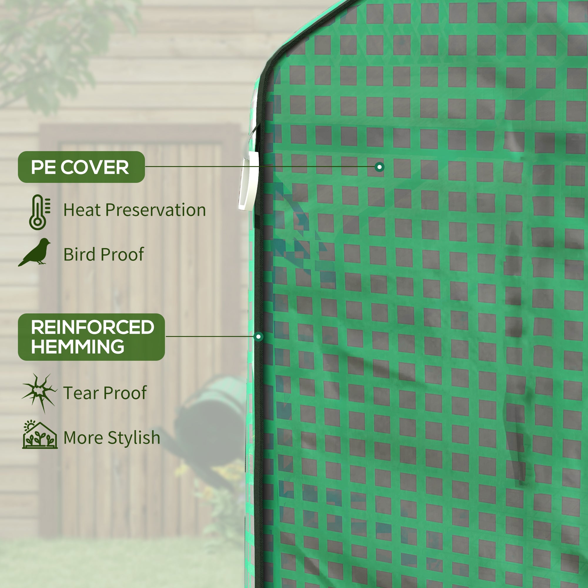 01-0472 Replacement Cover, 55" x 56.25" x 74.75" Walk-in Greenhouse Cover Reinforced Anti-Tear PE Hot House Cover, Green - Green - Image 4