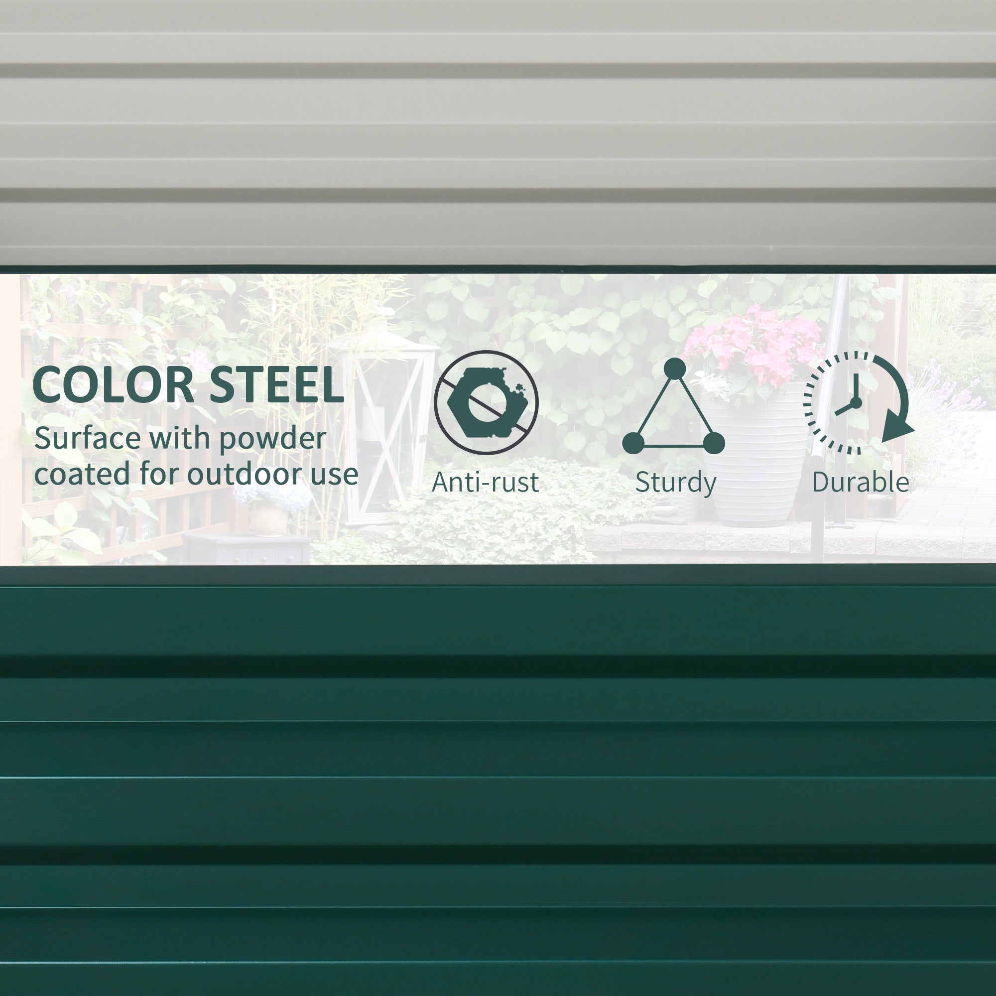 Galvanized Raised Garden Bed, Set of 2 Metal Planter Box with Open Bottom, All-Weather Steel Frame, Rust-Resistant, Easy-to-assemble, for Growing Vegetables, Flowers, Green - Green - Image 5