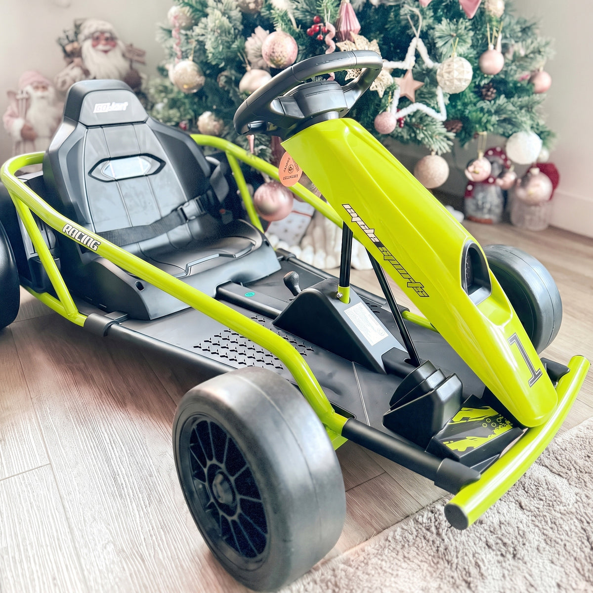 24V Electric Go Kart for Kids, Drift Ride-On Racing Go Kart with Max 8.1 MPH, for Boys Girls Aged 8-12 Years Old, Green