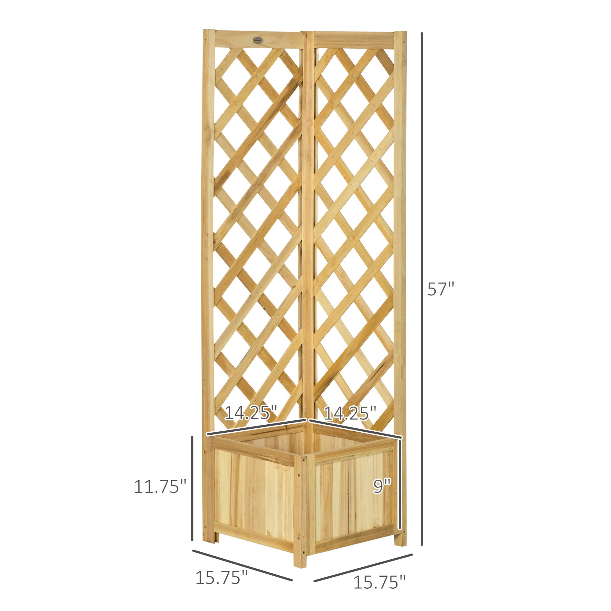 Wooden Raised Garden Bed, Planter with Trellis for Vine Climbing and Vegetables, Herbs and Flowers Growing, Natural - Natural Wood - Image 3