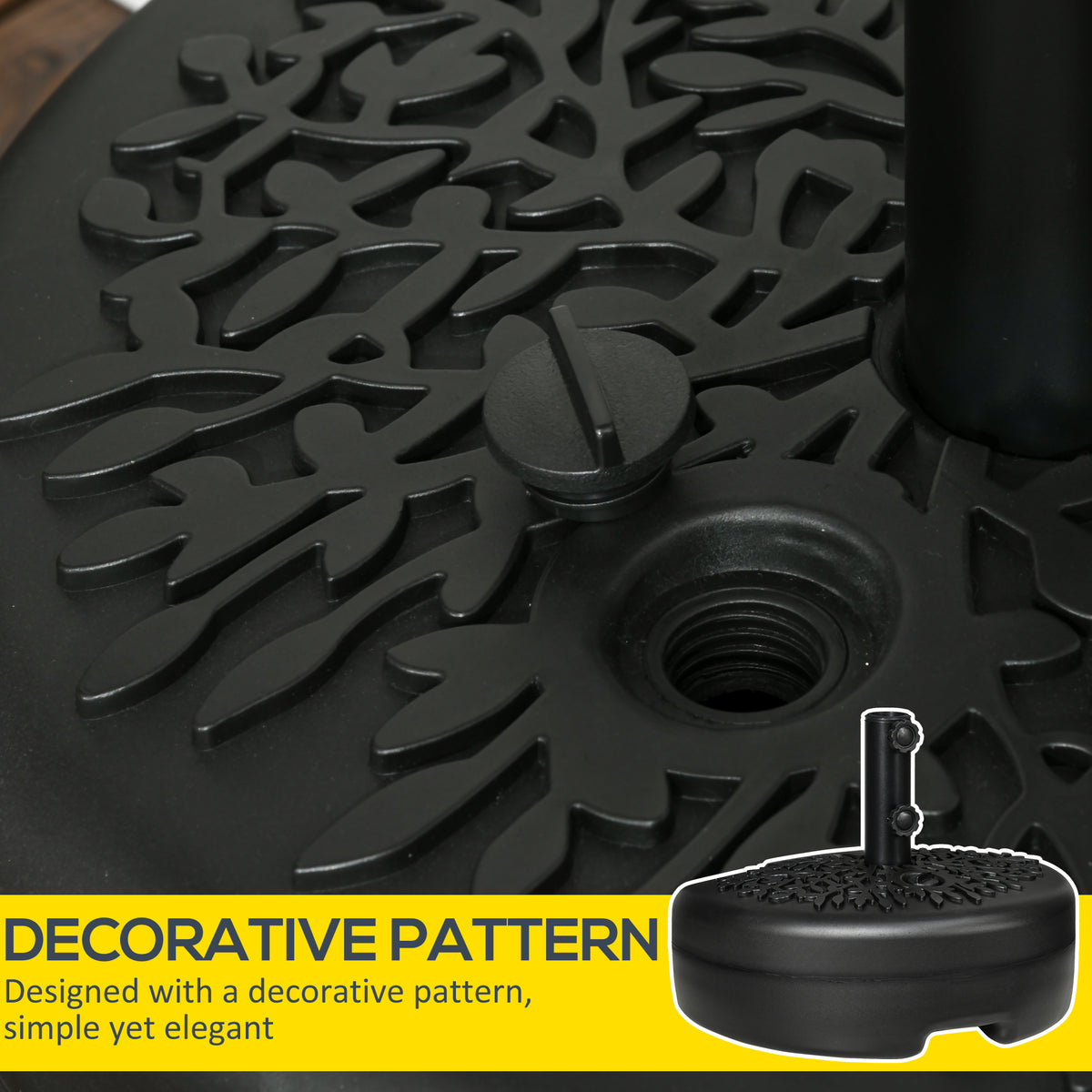 Half Round Umbrella Base, Sand or Water Filled Half Patio Umbrella Stand Holder for Lawn, Deck, Backyard and Garden, 40lb Capacity Water or 46lb Capacity Sand, Fit 1.5"or 2" Pole, Black