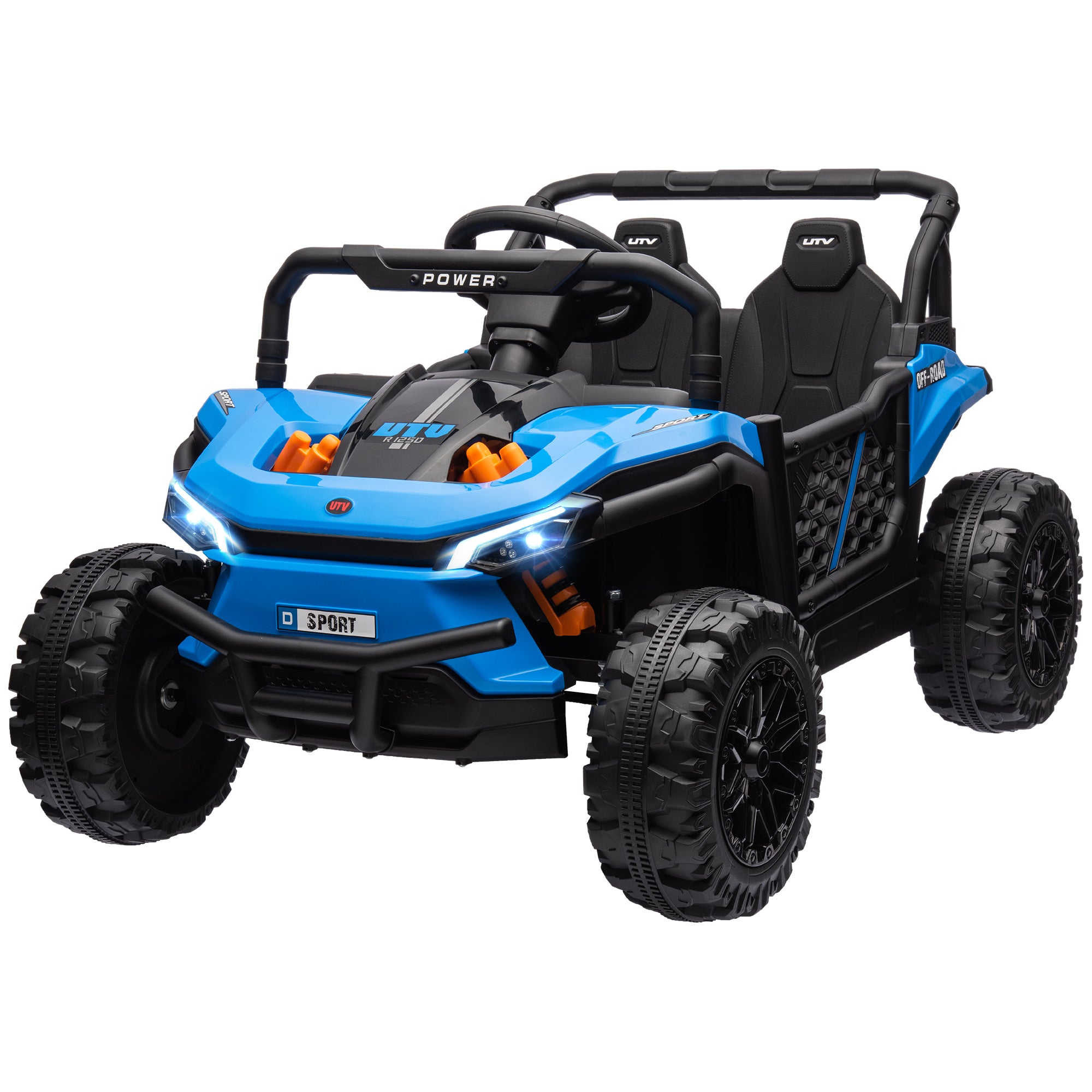 12V Ride On Truck, Battery Powered Electric Car for Kids w/ Remote Control, 4-Wheel Suspension & LED Lights, Blue