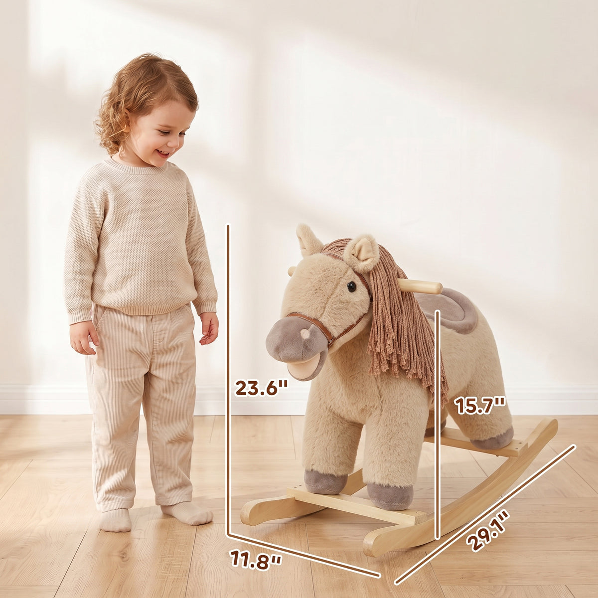 Baby Rocking Horse for Boys and Girls, Kids Rocking Horse with Realistic Sounds and Anti-Tip limiters
