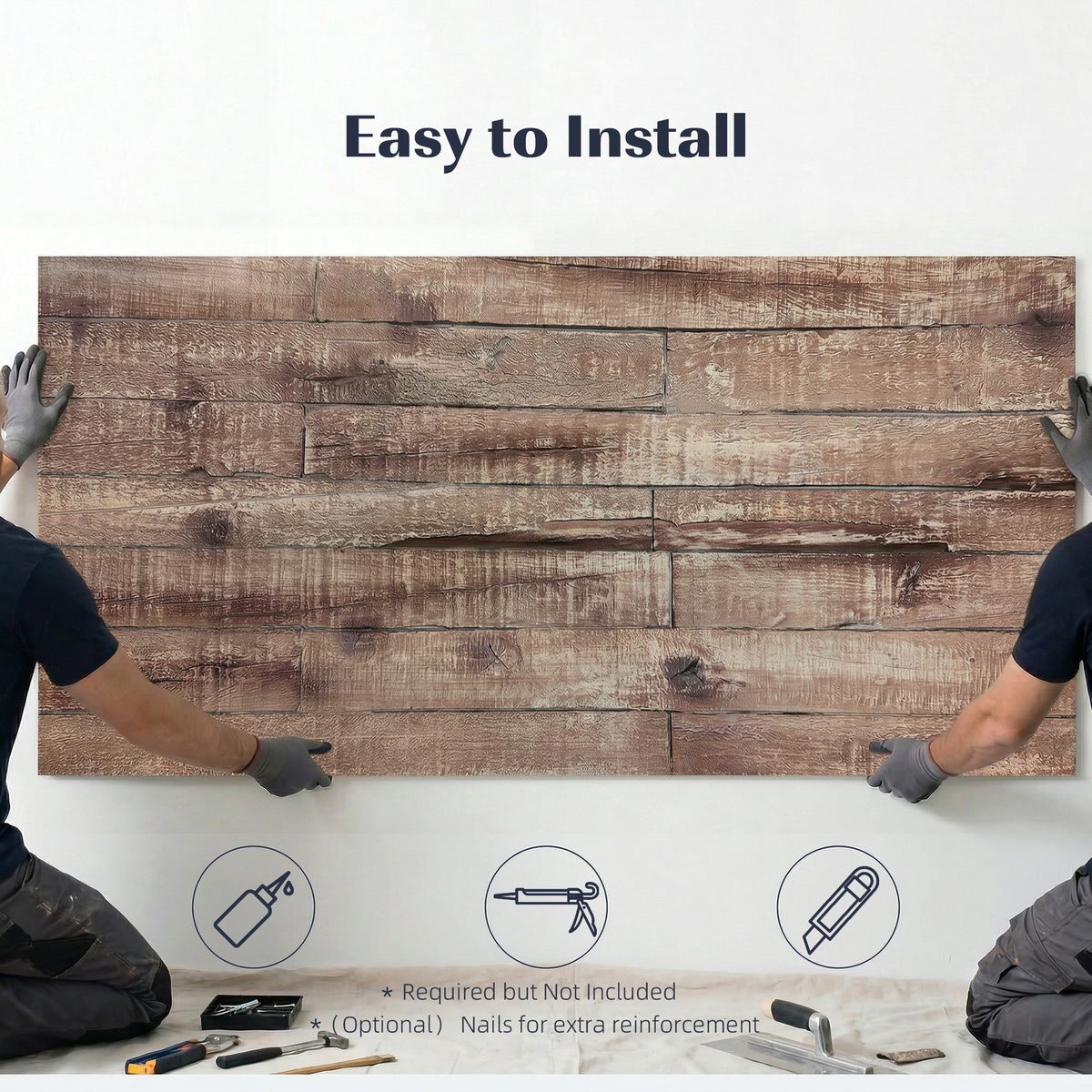 8-Pack 3D Faux Wood Wall Panels, Lightweight Polyurethane Panels for Interior and Exterior Accent Walls, Gray Wood Grain