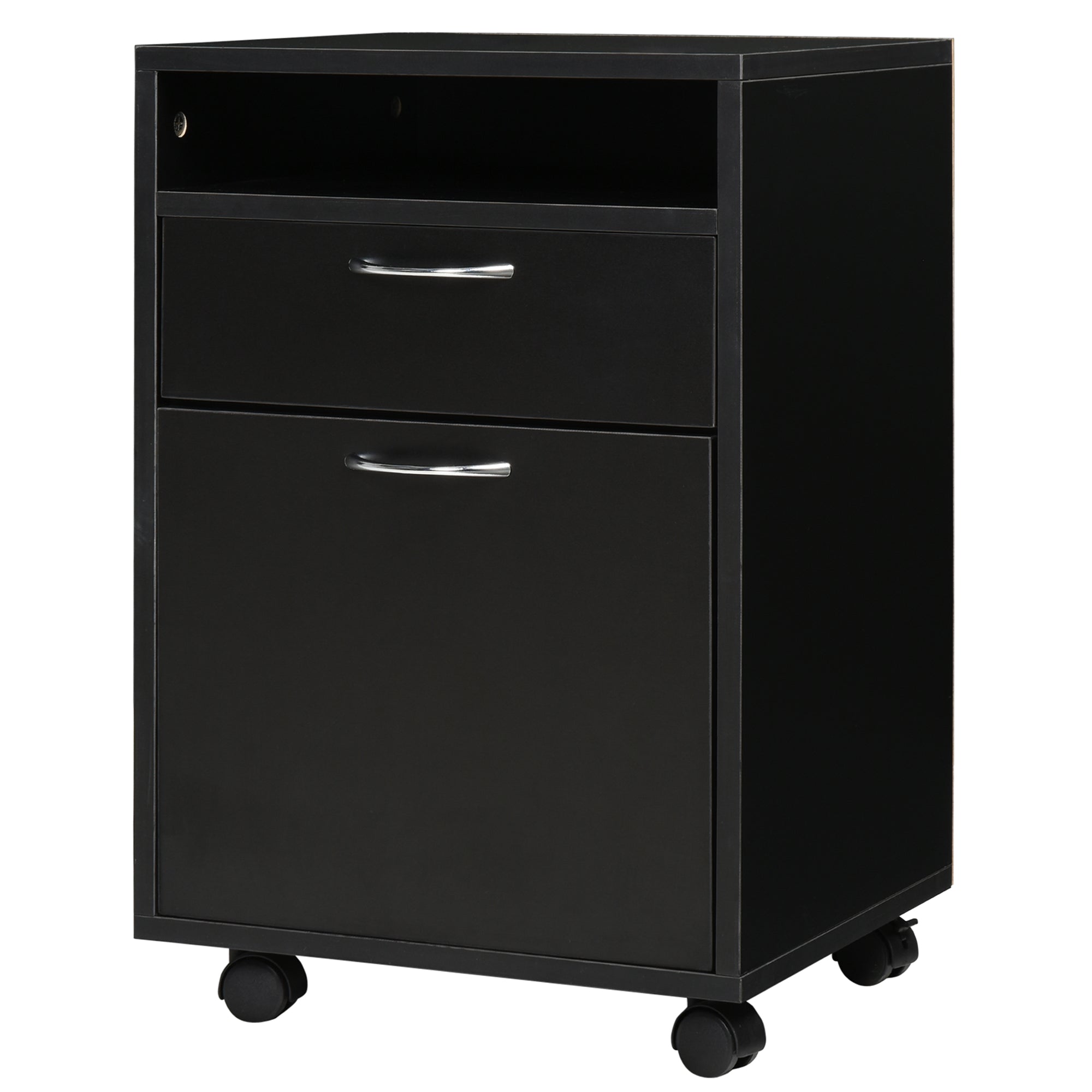 Mobile Storage Cabinet Organizer with Drawer and Cabinet, Printer Stand with Castors, Black