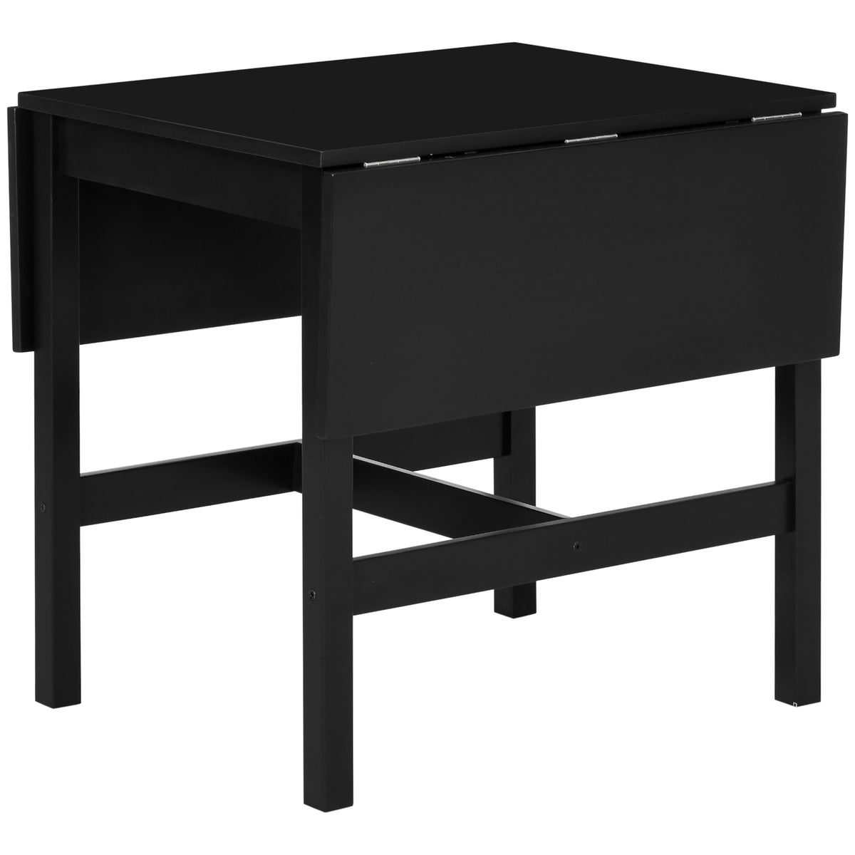 Solid Wood Kitchen Table, Drop Leaf Tables for Small Spaces, Folding Dining Table, Black